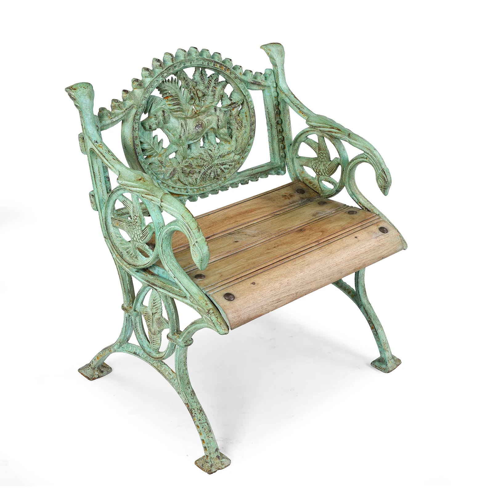Verdigris Cast Iron Outdoor Dog Seat (Single)