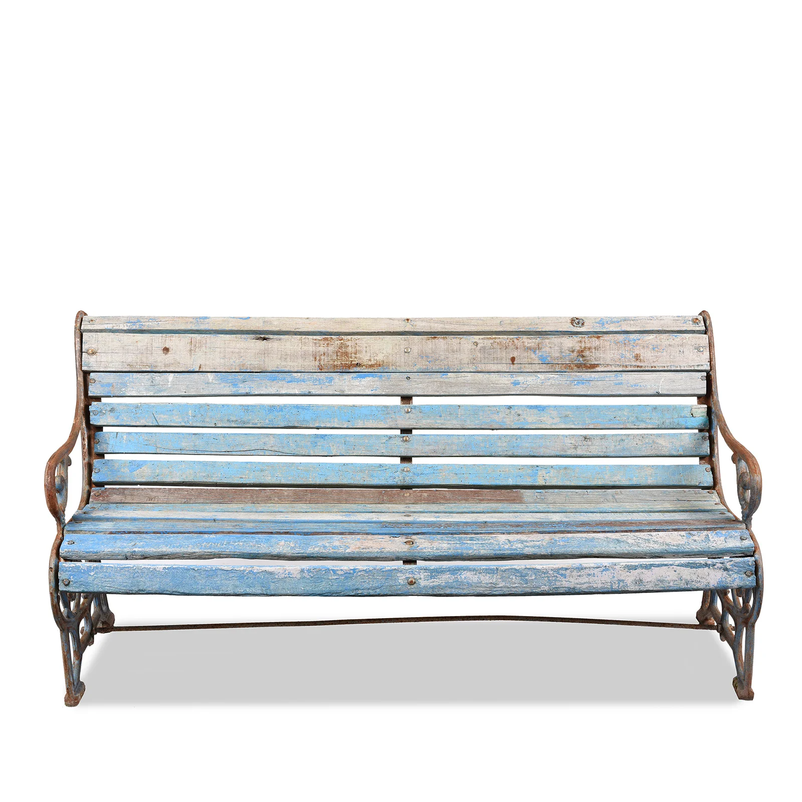 Blue Cast Iron Garden Bench - 1930 - Image 3