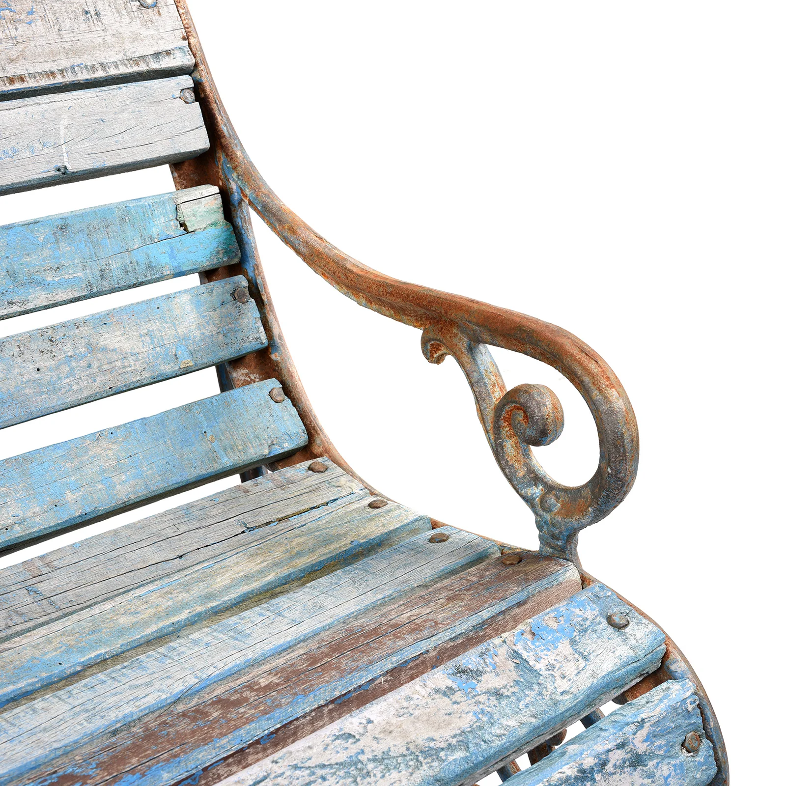 Blue Cast Iron Garden Bench - 1930 - Image 5