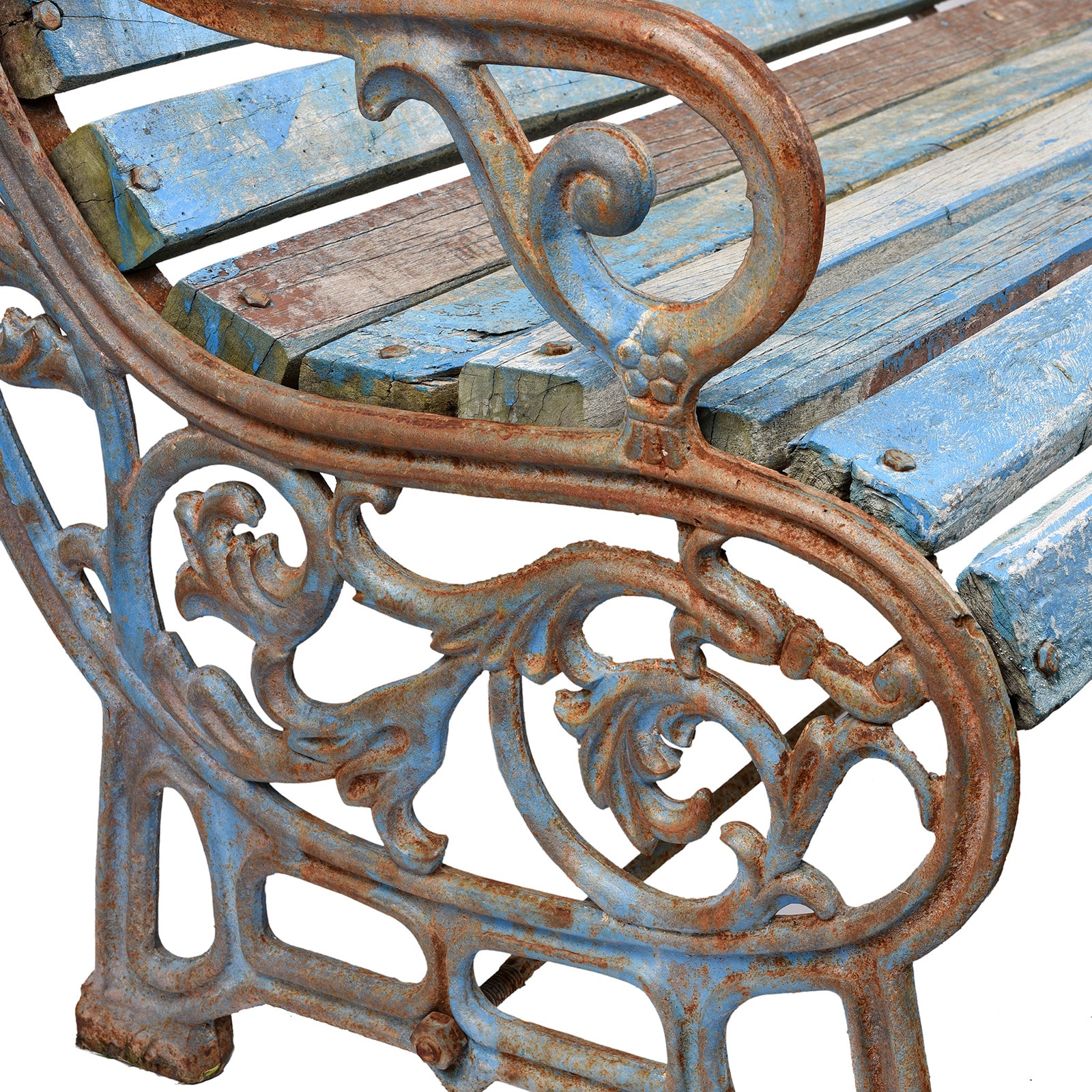 Blue Cast Iron Garden Bench - 1930 - Image 6