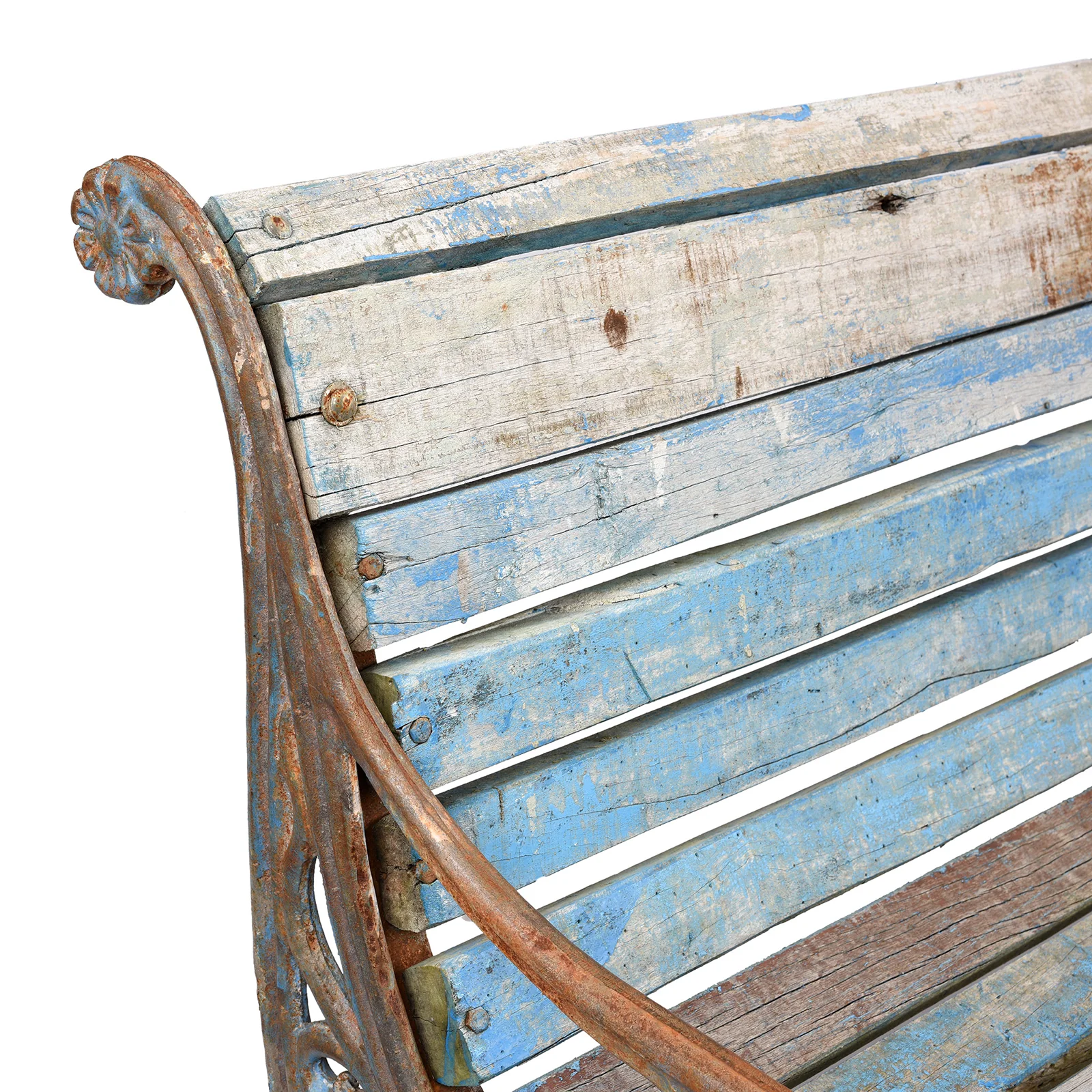 Blue Cast Iron Garden Bench - 1930 - Image 7