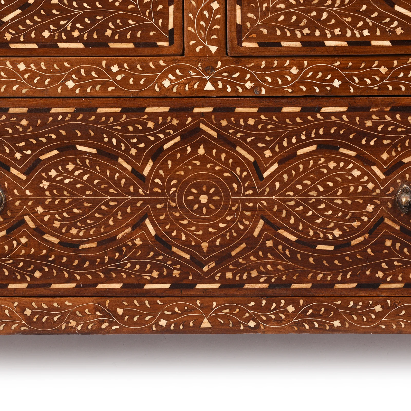 Bone Inlaid Teak Chest Of Drawers - Ca 1920 - Image 8