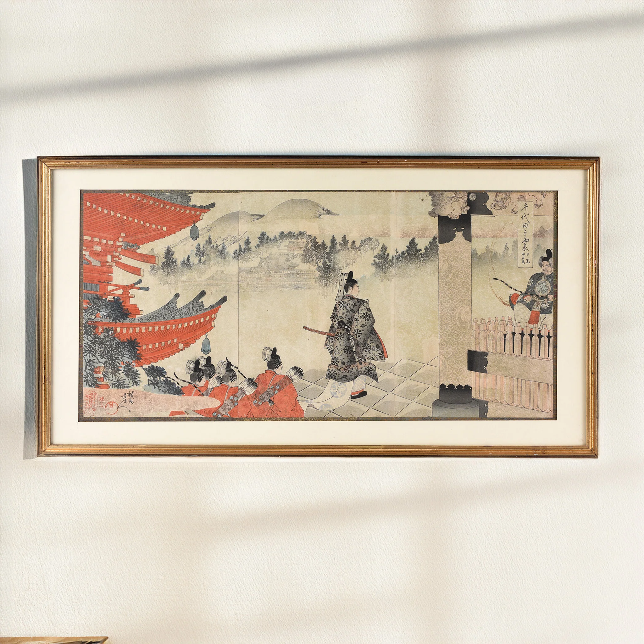 'Visit Of The Prince At Nikko Shrine' Original Woodblock Print by Toyohara Chikanobu - Ca 1897
