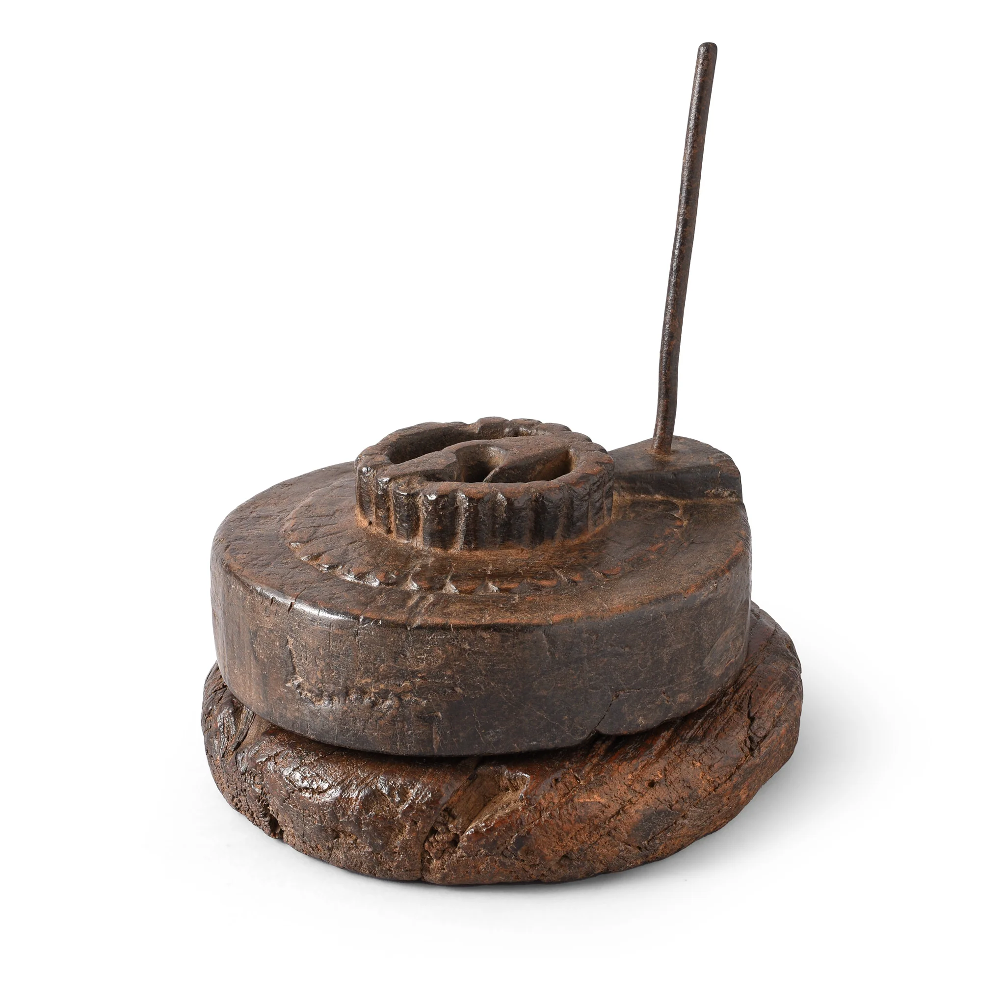 Childs Toy Teak Grinding Mill From Rajasthan - Ca 1920