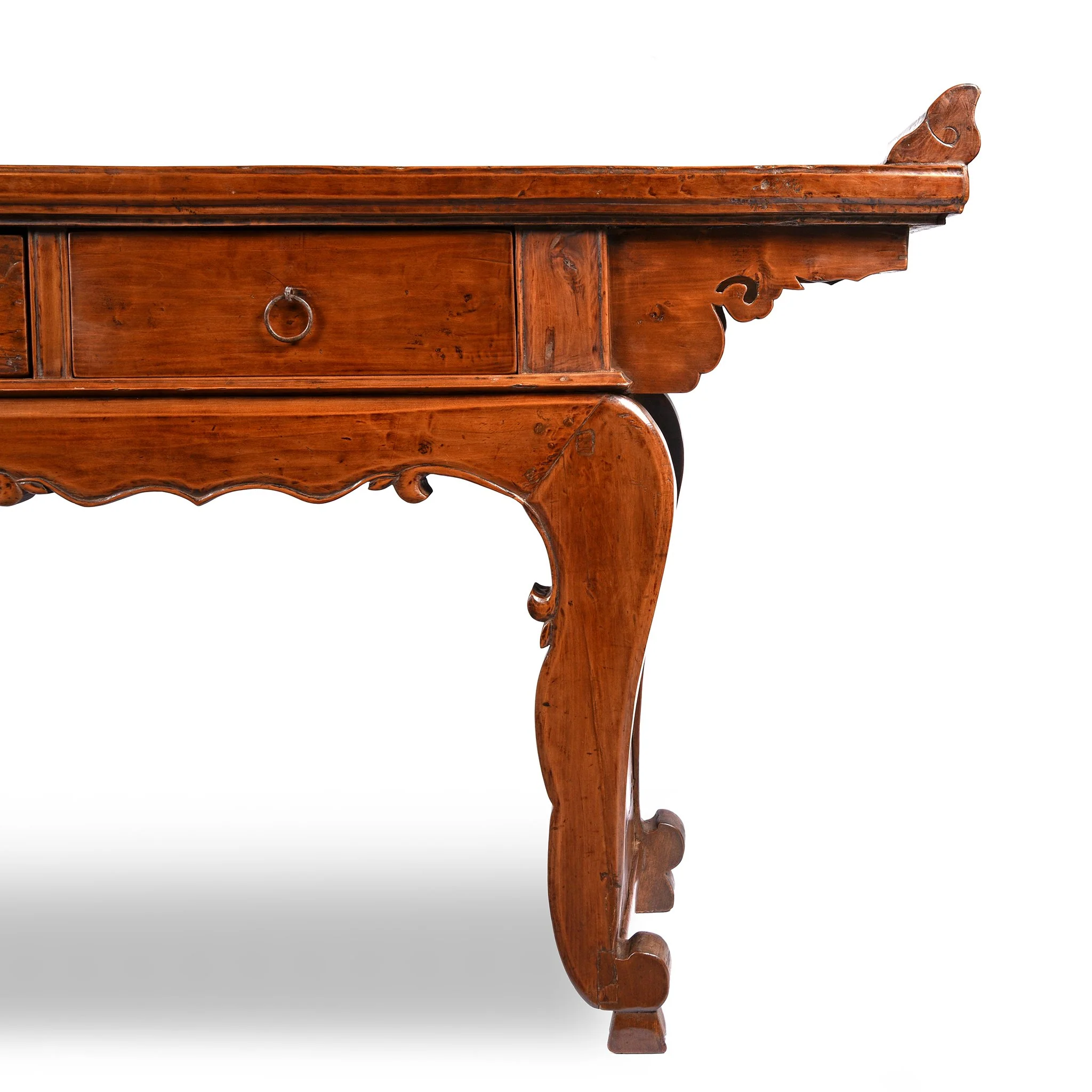 Chinese 3 Drawer Pear Wood Altar Table From Shanxi - 19thC - Image 12