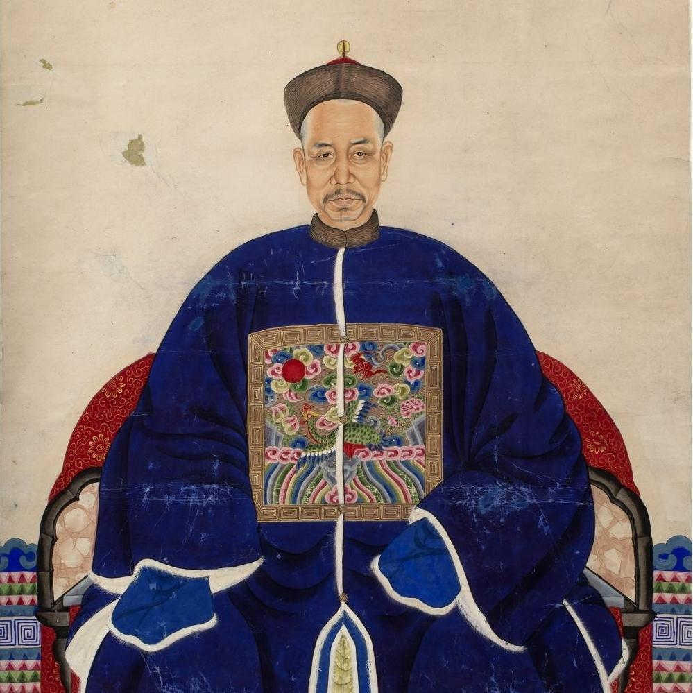 Chinese Ancestor Watercolour Painting Framed - 19thC - Image 3