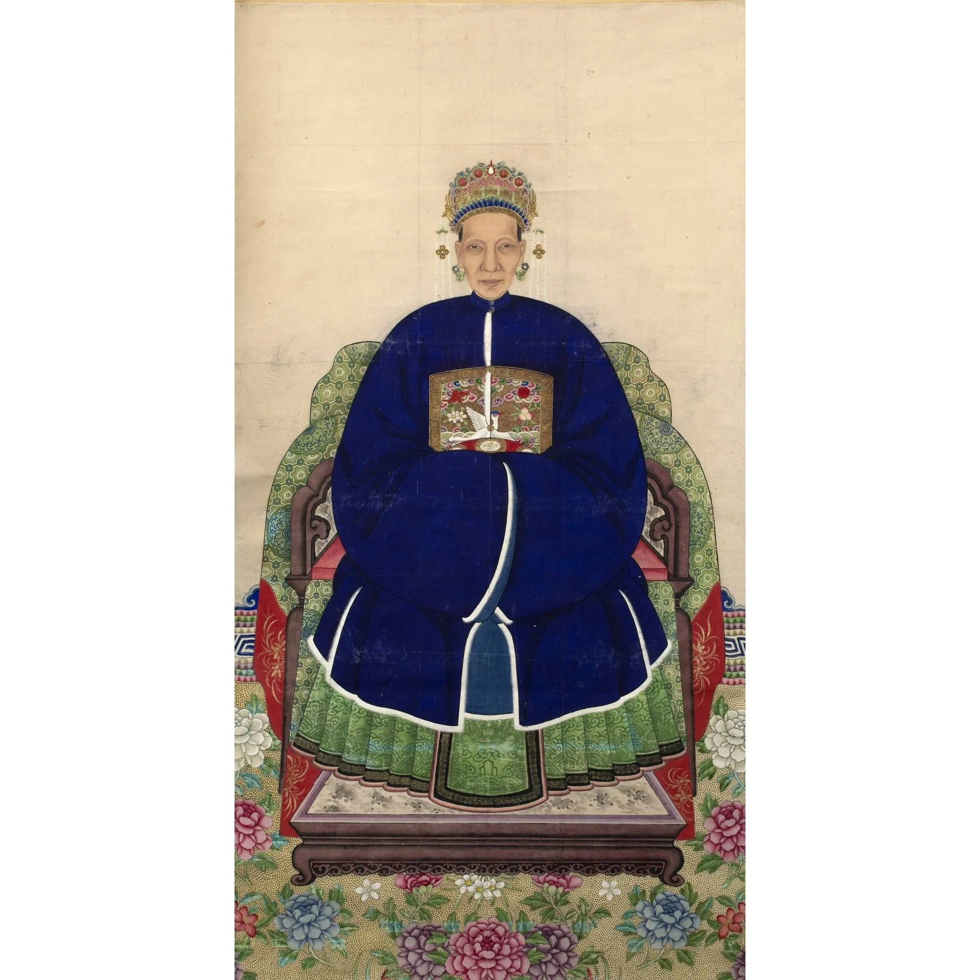 Chinese Ancestor Watercolour Painting Framed - 19thC - Image 4