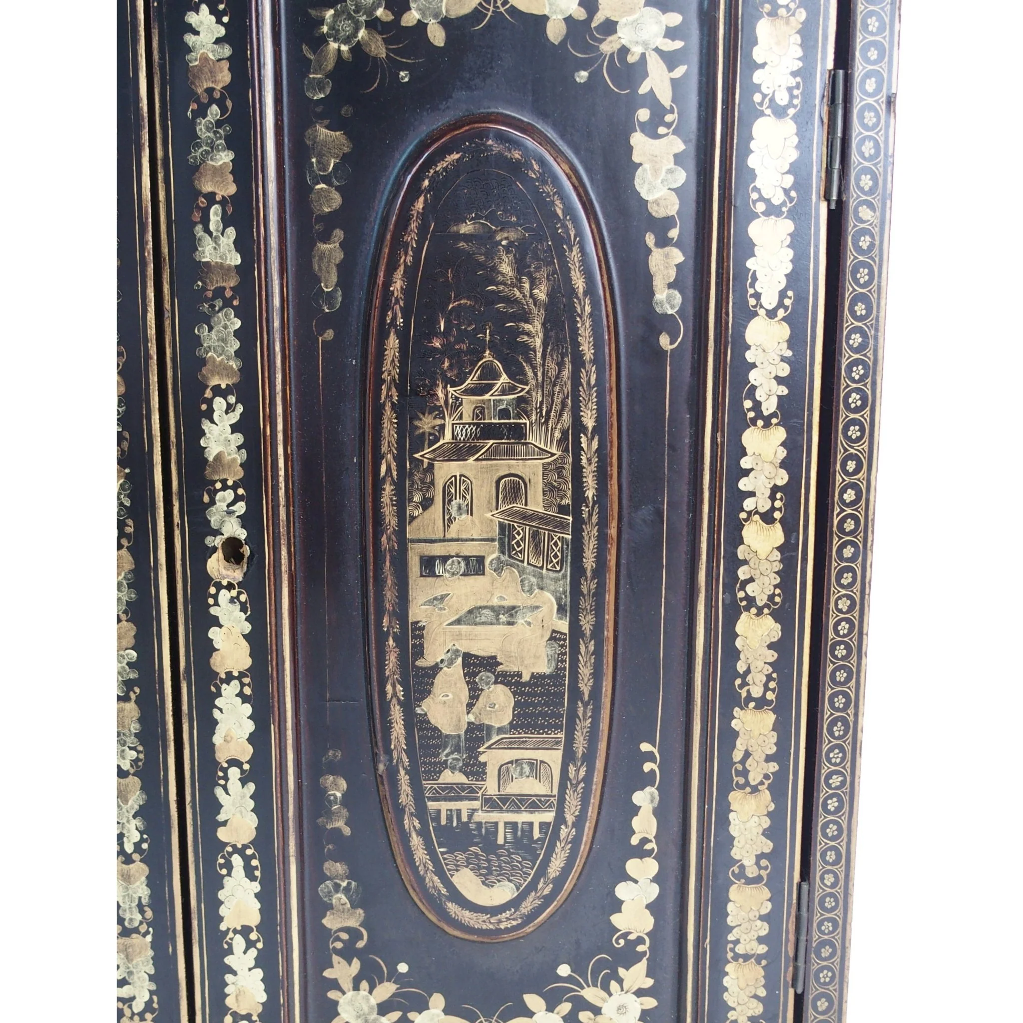 Gilt Black Lacquer Chinese Export Jewellery Cabinet - Early 19thC - Image 5