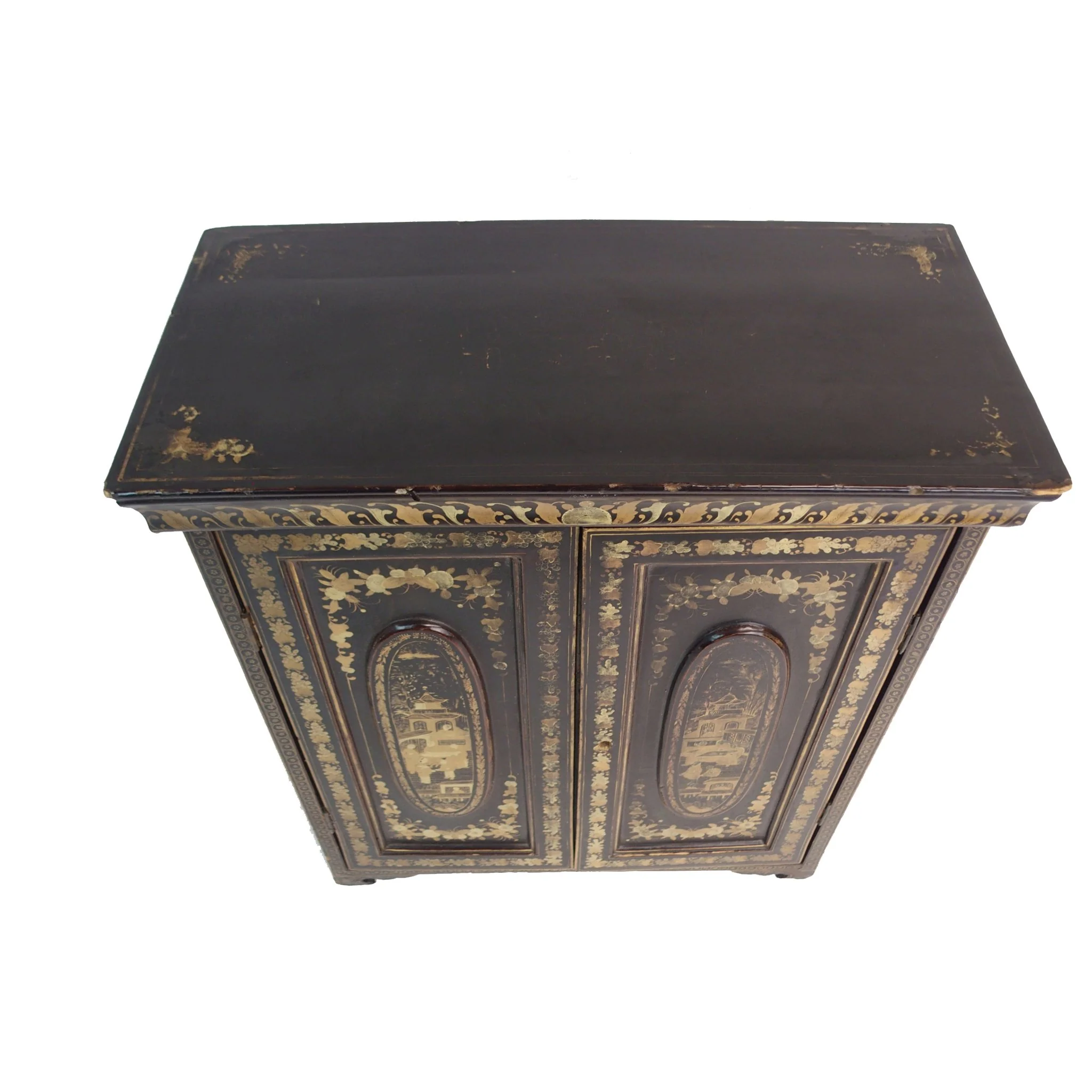 Gilt Black Lacquer Chinese Export Jewellery Cabinet - Early 19thC - Image 6