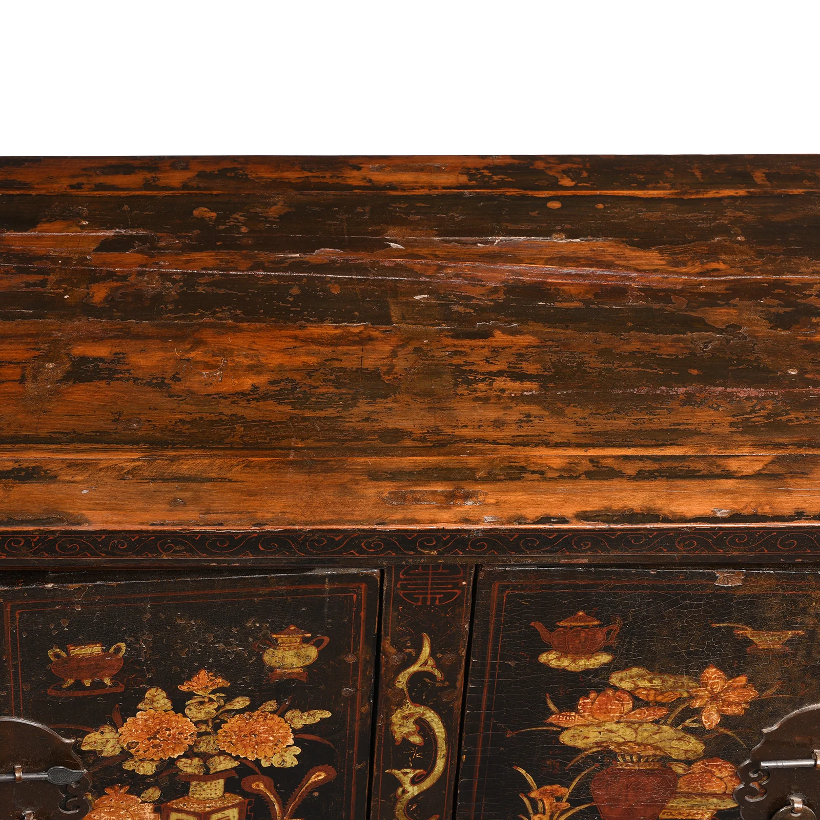 Chinese Black Lacquer Elm Sideboard - 19thC - Image 6