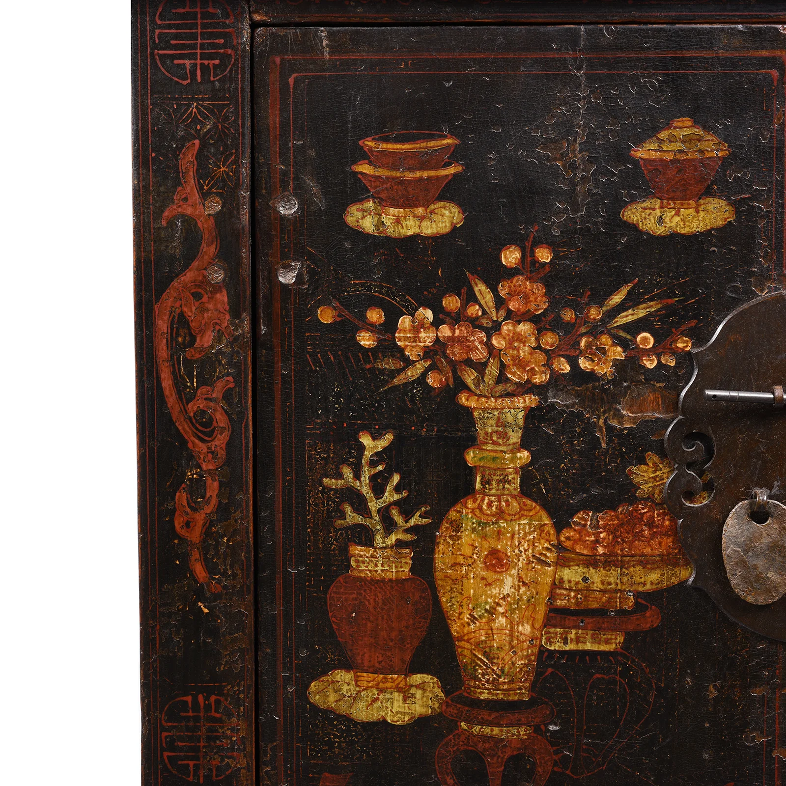 Chinese Black Lacquer Elm Sideboard - 19thC - Image 7
