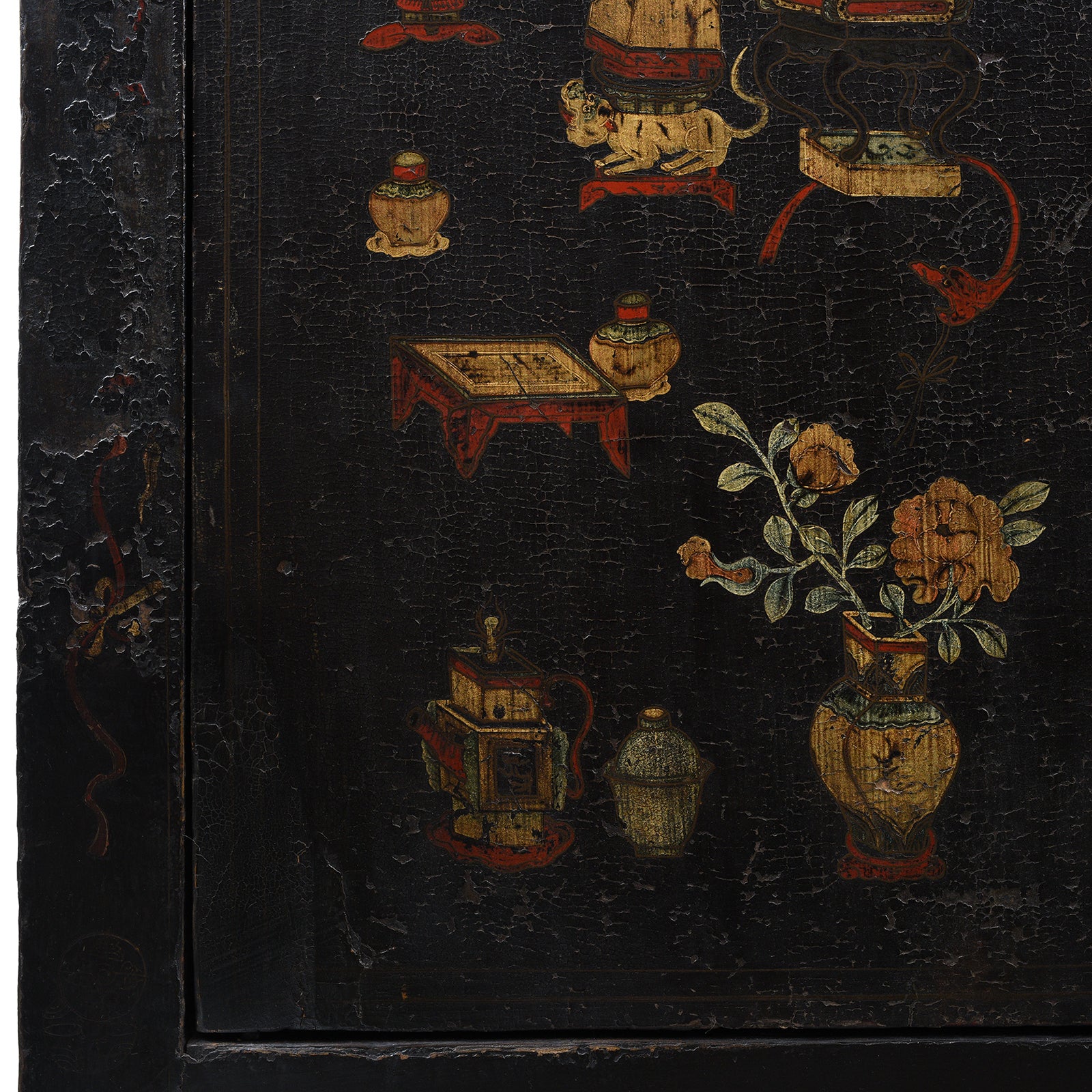 Black Lacquer Wedding Cabinet From Shanxi -19th Century - Image 9