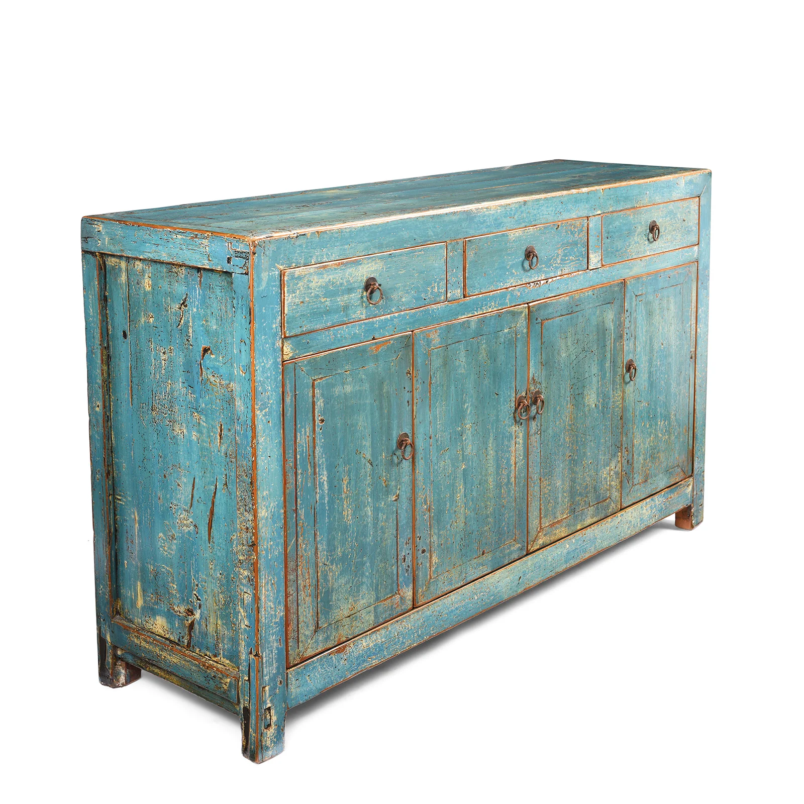 Chinese Blue Lacquer Sideboard Made From Reclaimed Wood - Image 3