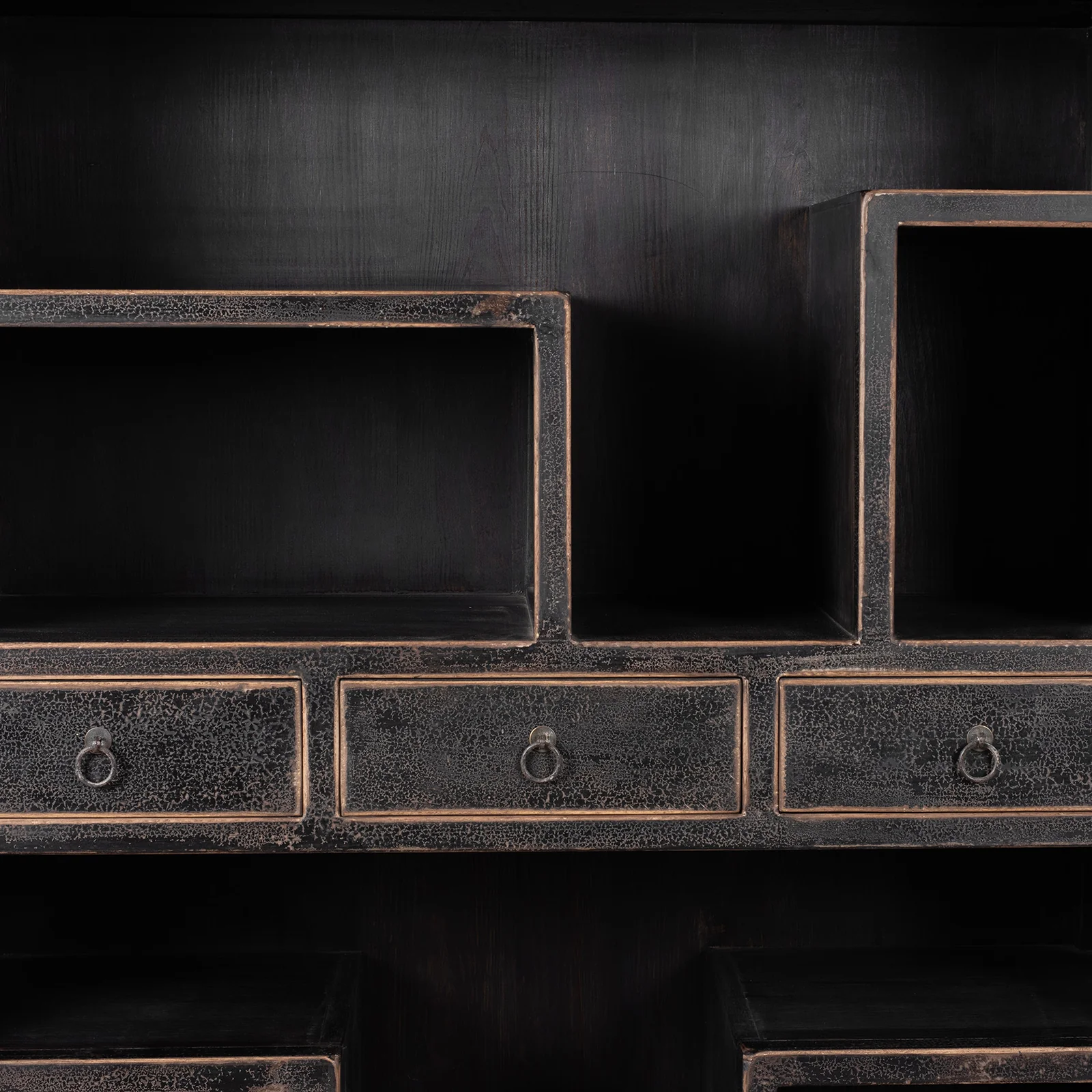 Black Shelving Unit Made From Old Pine - Image 4