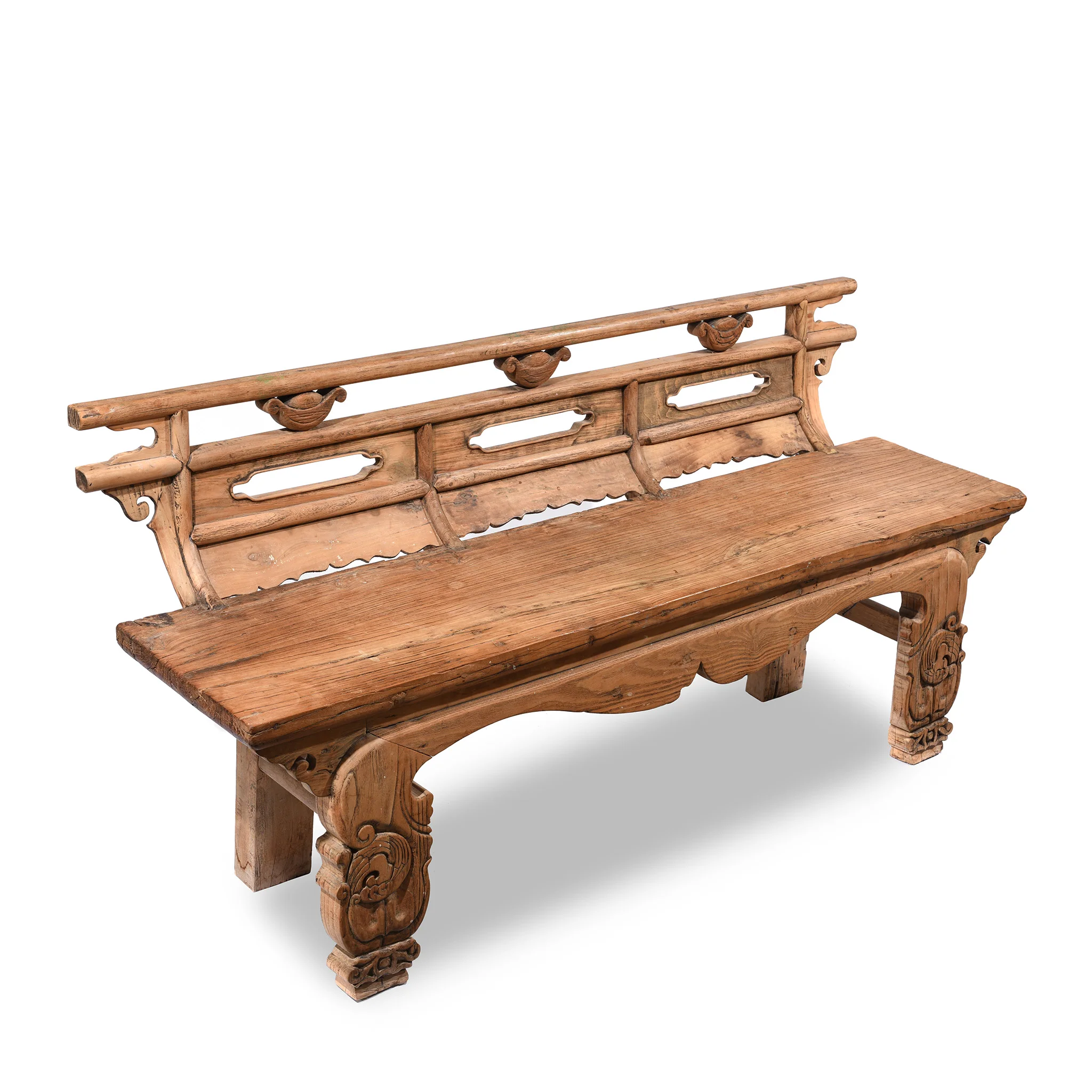 Chinese Elm & Poplar Opera Bench - Late 19thC - Image 3