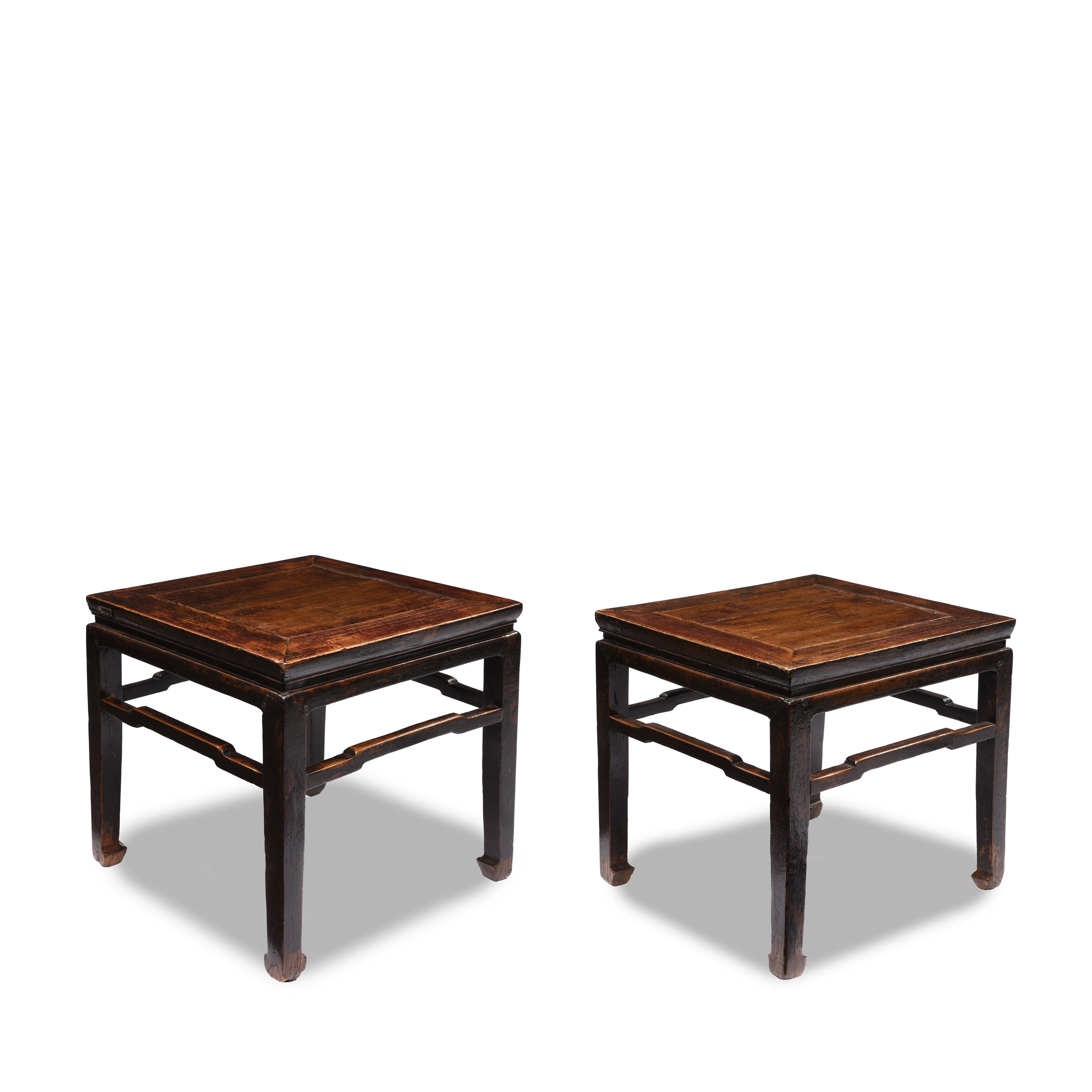 Chinese Elm Square Side Tables  - 19thC - Image 2