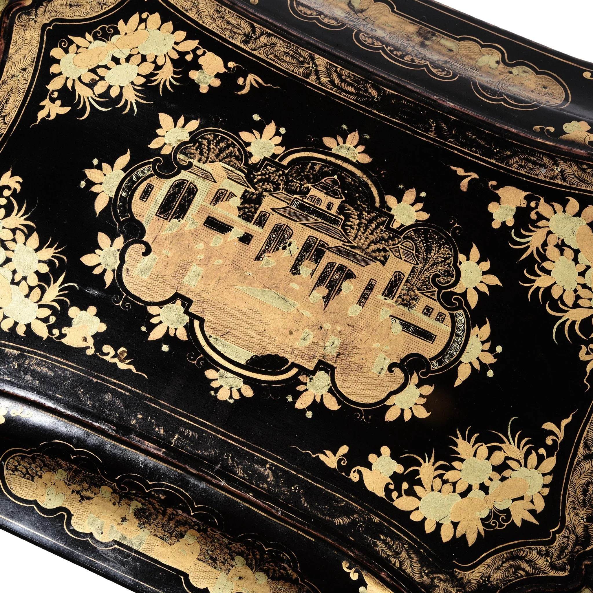 Gilt Black Lacquer Chinese Export Sewing Box - Early 19th Century - Image 5