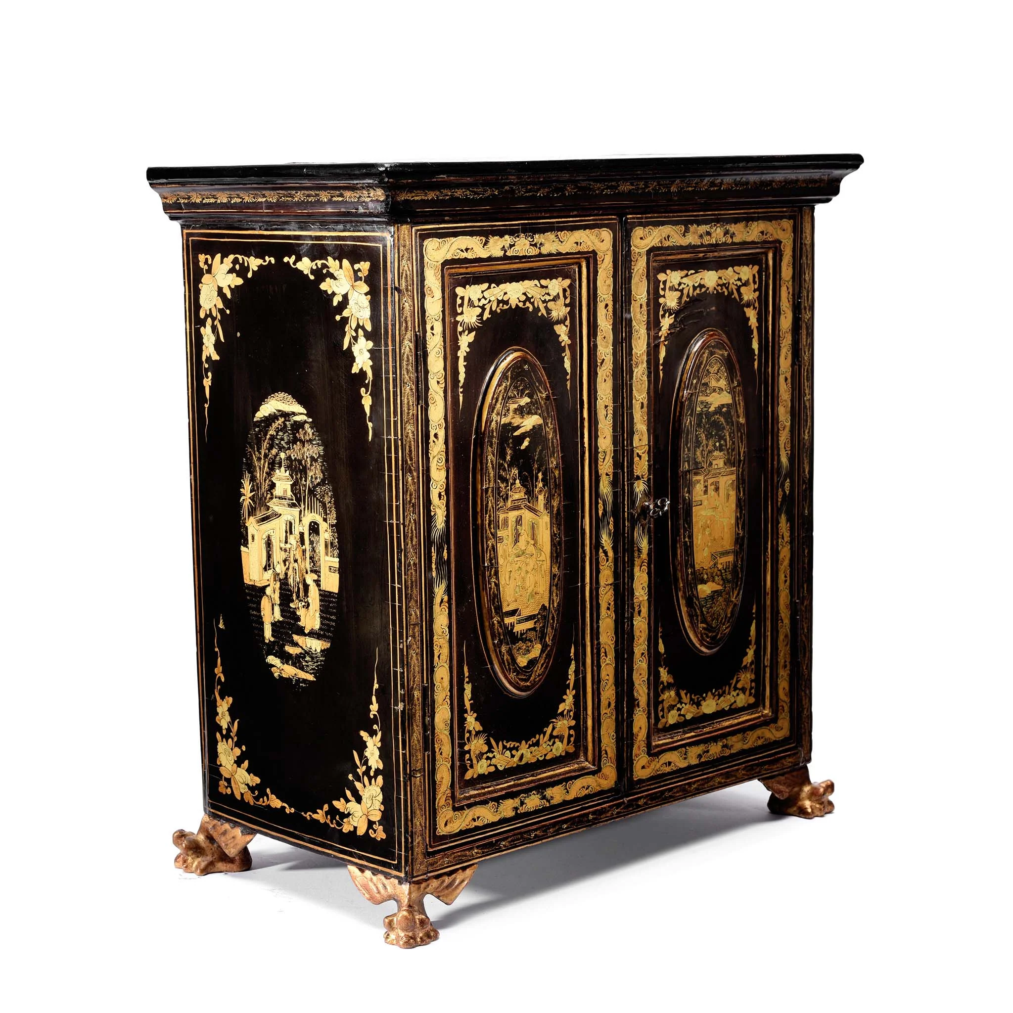Gilt Black Lacquer Jewellery Cabinet - Early 19thC - Image 11