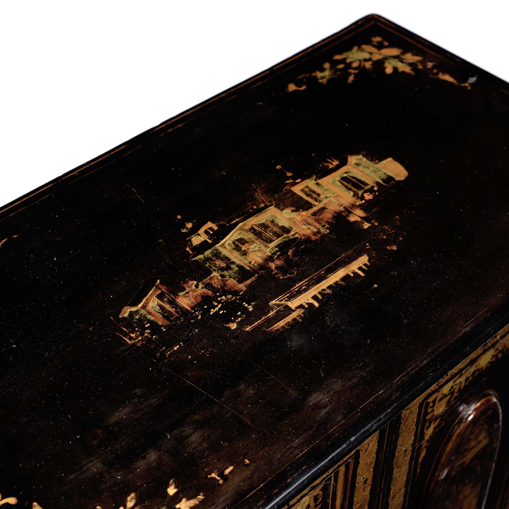 Gilt Black Lacquer Jewellery Cabinet - Early 19thC - Image 13