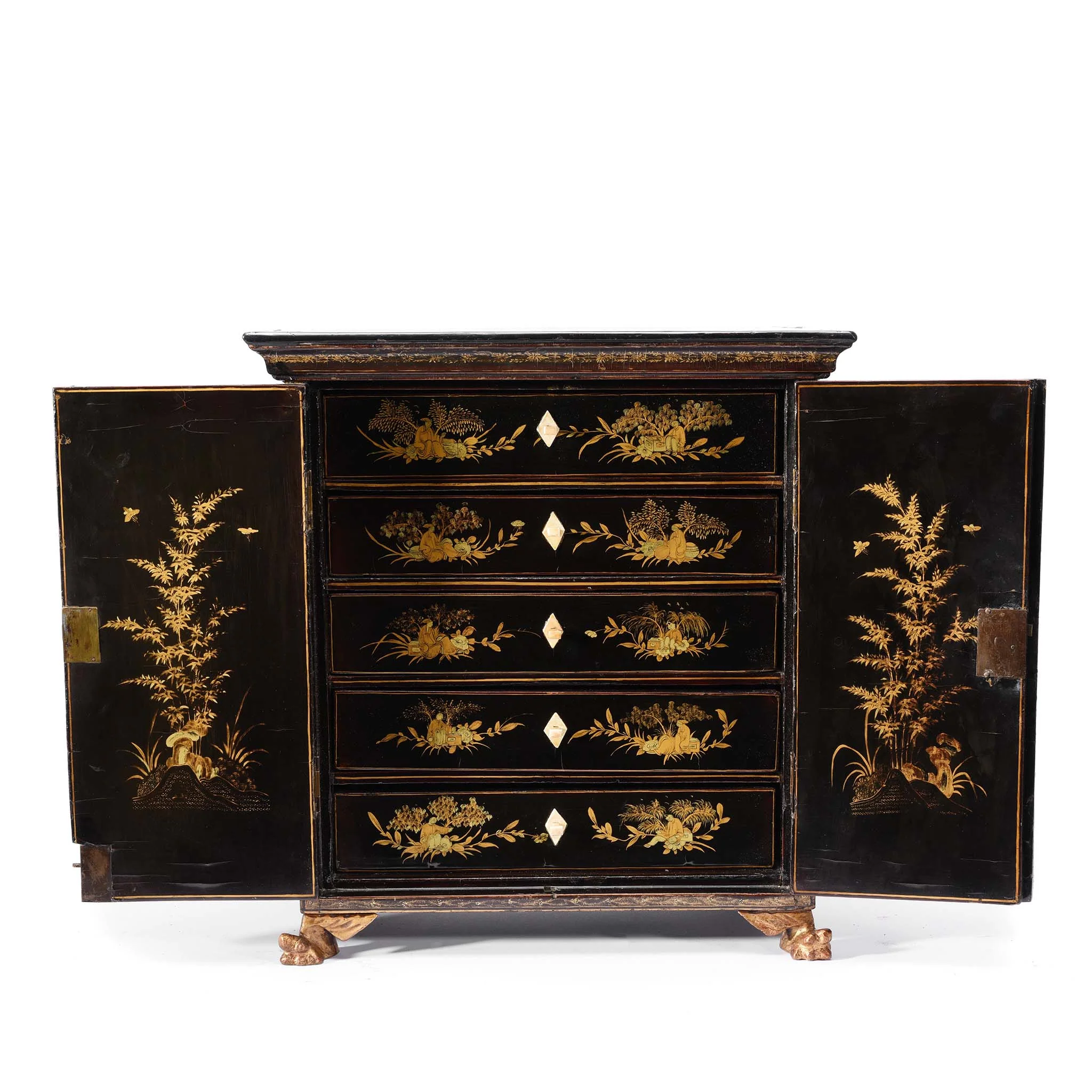 Gilt Black Lacquer Jewellery Cabinet - Early 19thC - Image 5