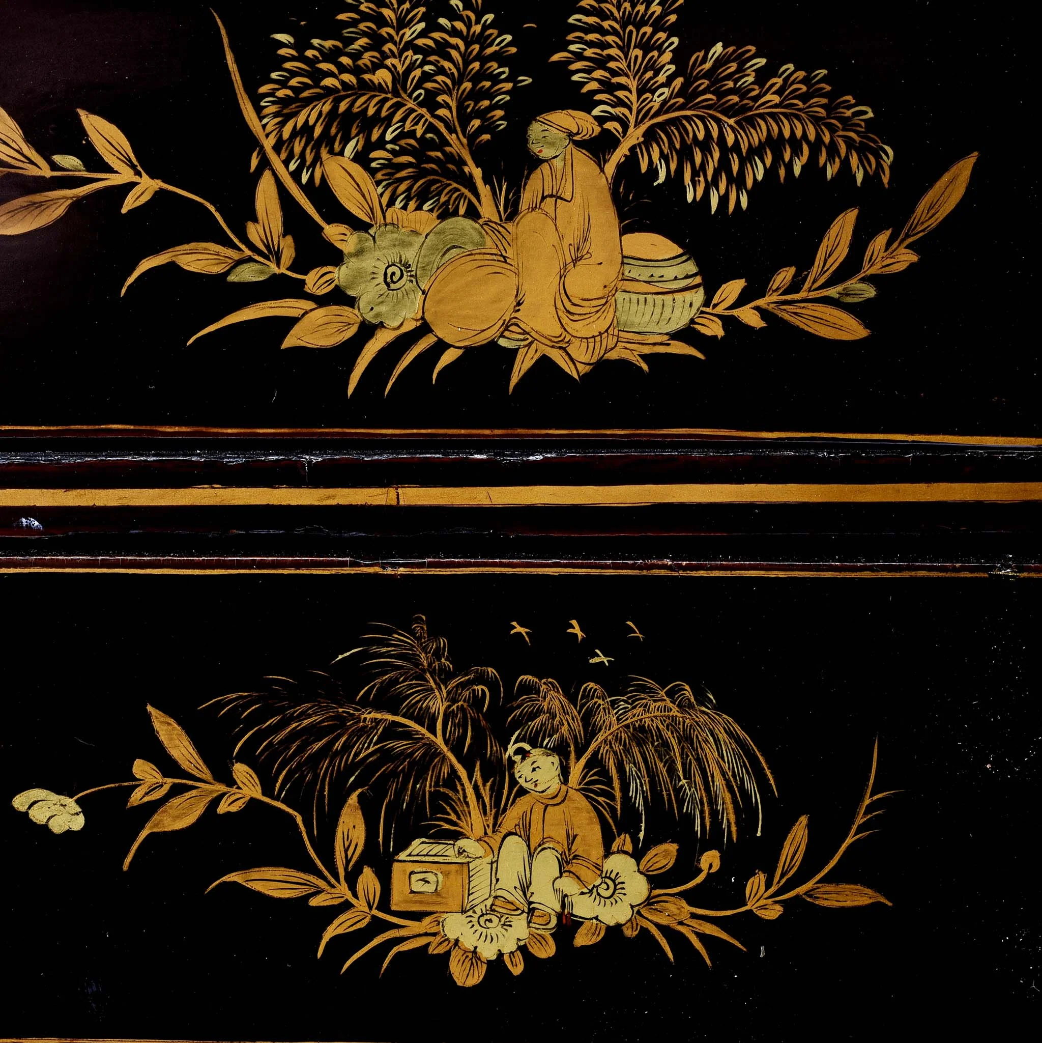 Gilt Black Lacquer Jewellery Cabinet - Early 19thC - Image 8