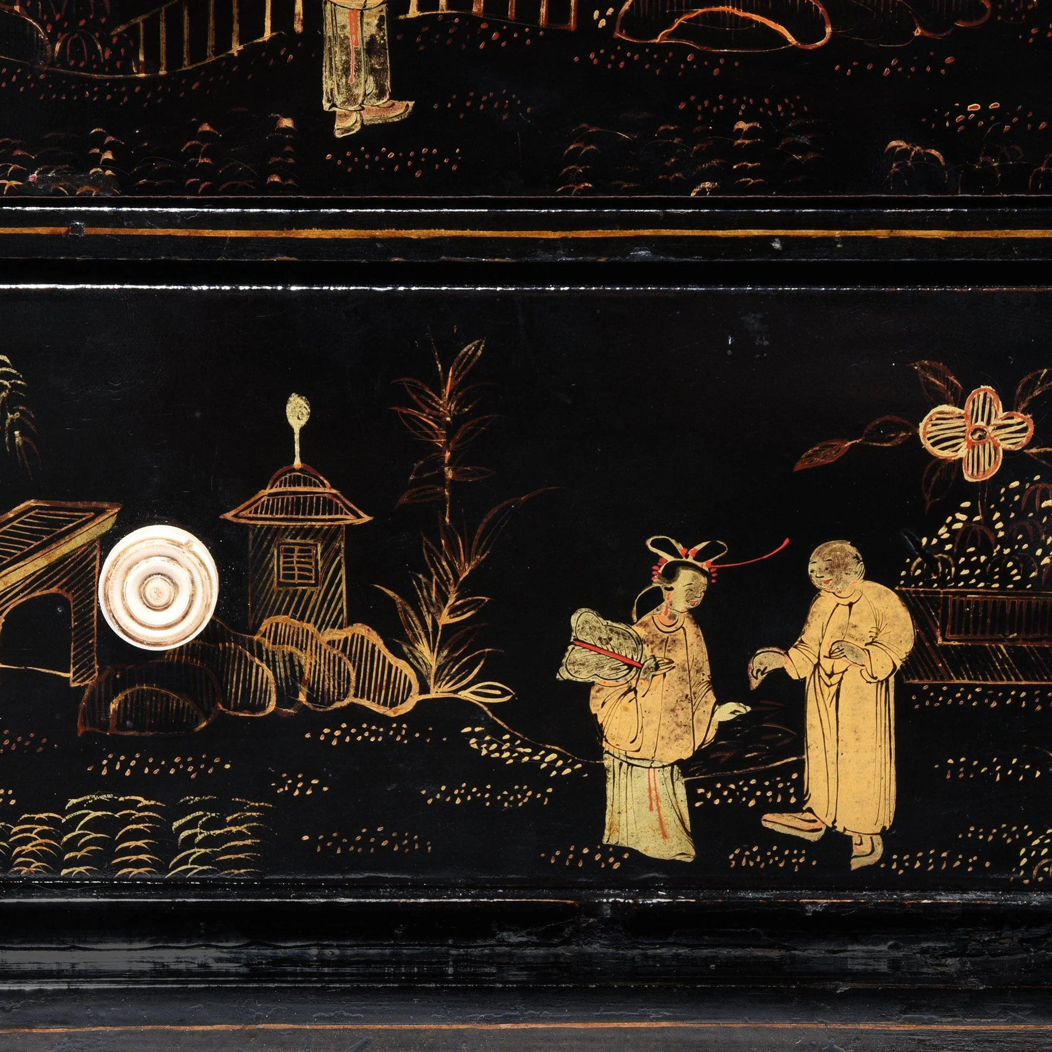Gilt Black Lacquer Chinese Export Jewellery Cabinet - Early 19thC - Image 10