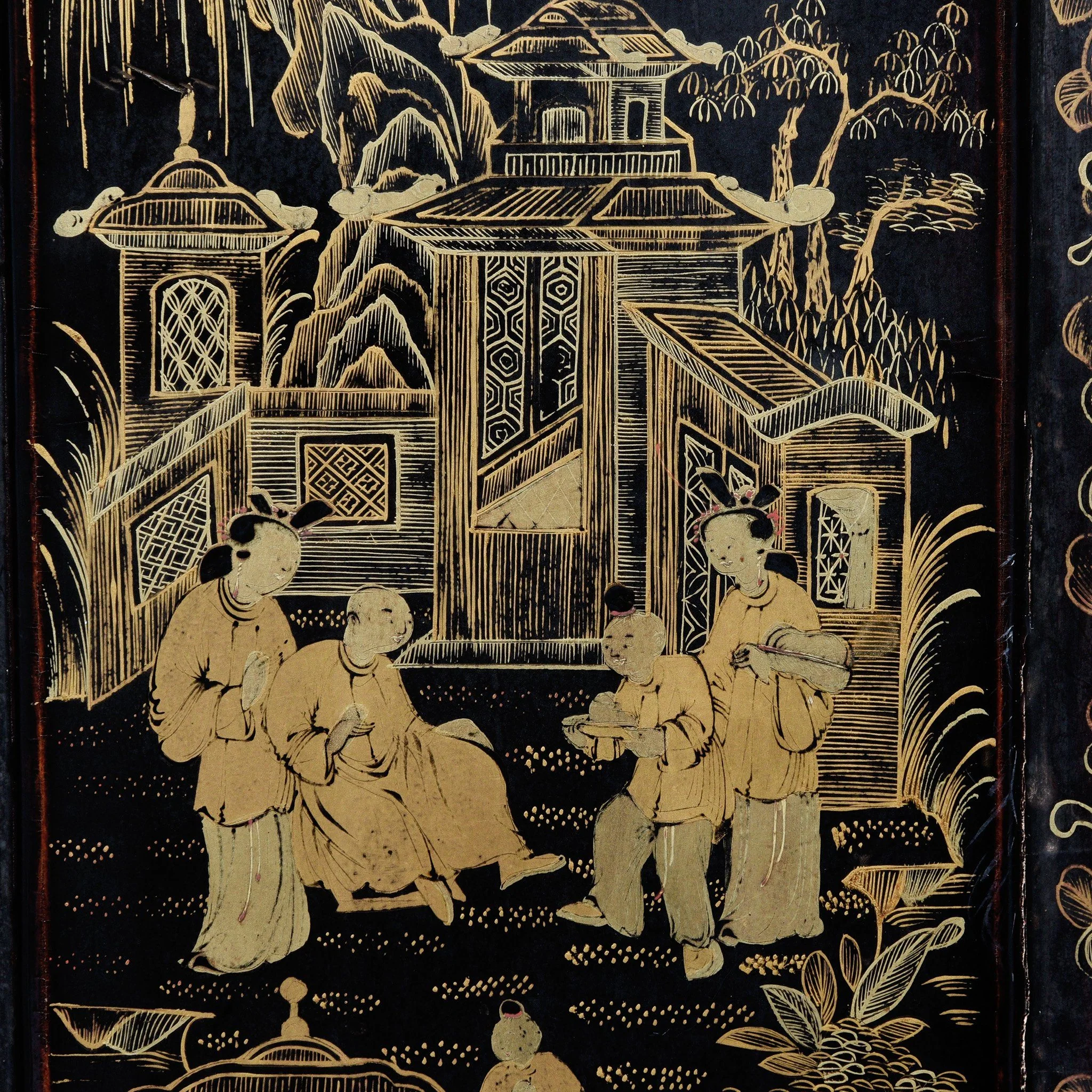 Gilt Black Lacquer Chinese Export Jewellery Cabinet - Early 19thC - Image 11