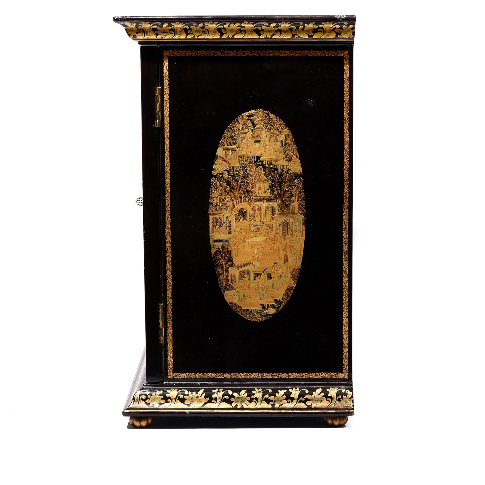Gilt Black Lacquer Chinese Export Jewellery Cabinet - Early 19thC - Image 12