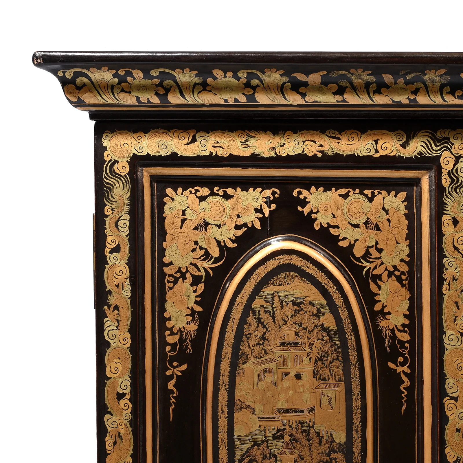 Gilt Black Lacquer Chinese Export Jewellery Cabinet - Early 19thC - Image 2