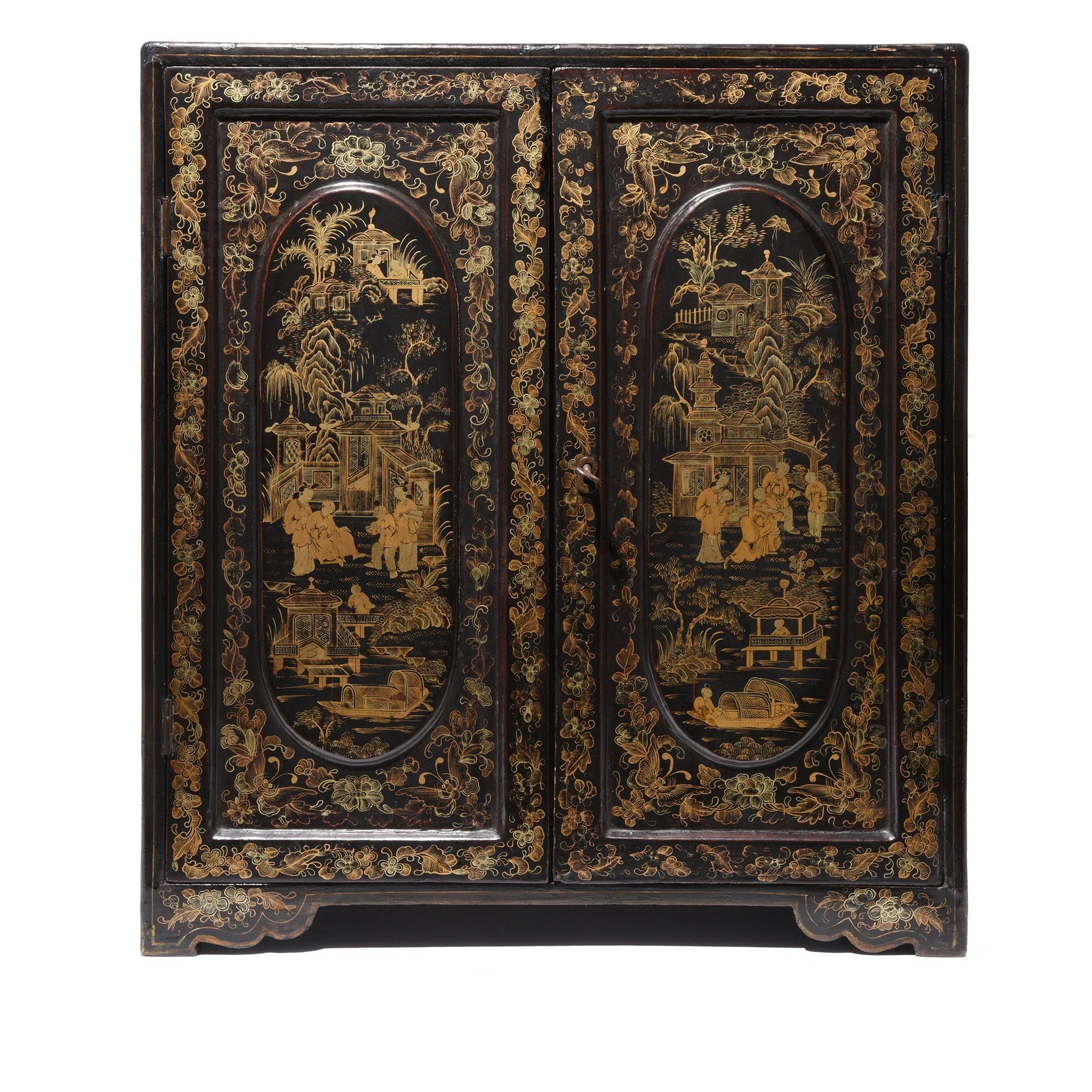 Gilt Black Lacquer Chinese Export Jewellery Cabinet - Early 19thC - Image 3