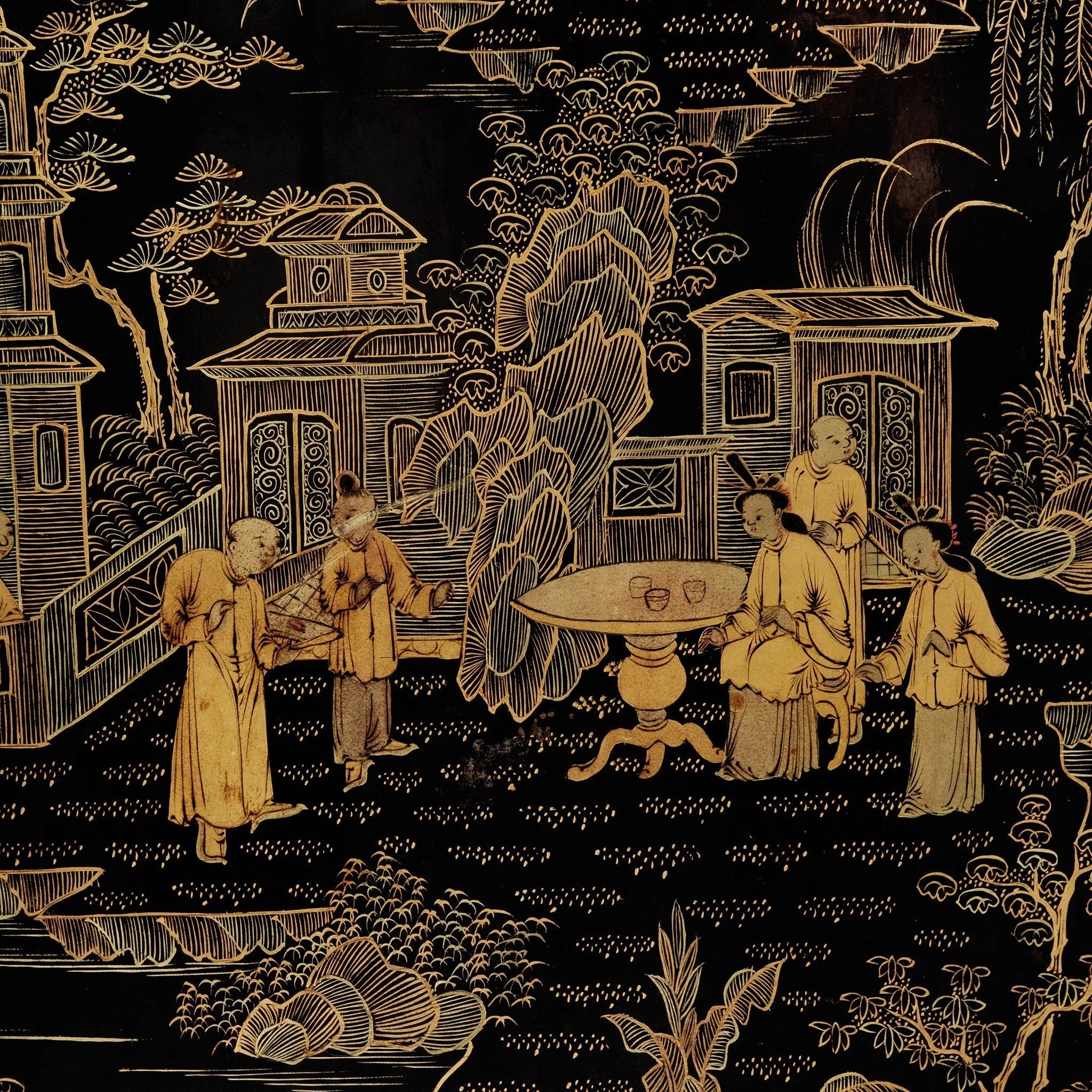 Gilt Black Lacquer Chinese Export Jewellery Cabinet - Early 19thC - Image 5