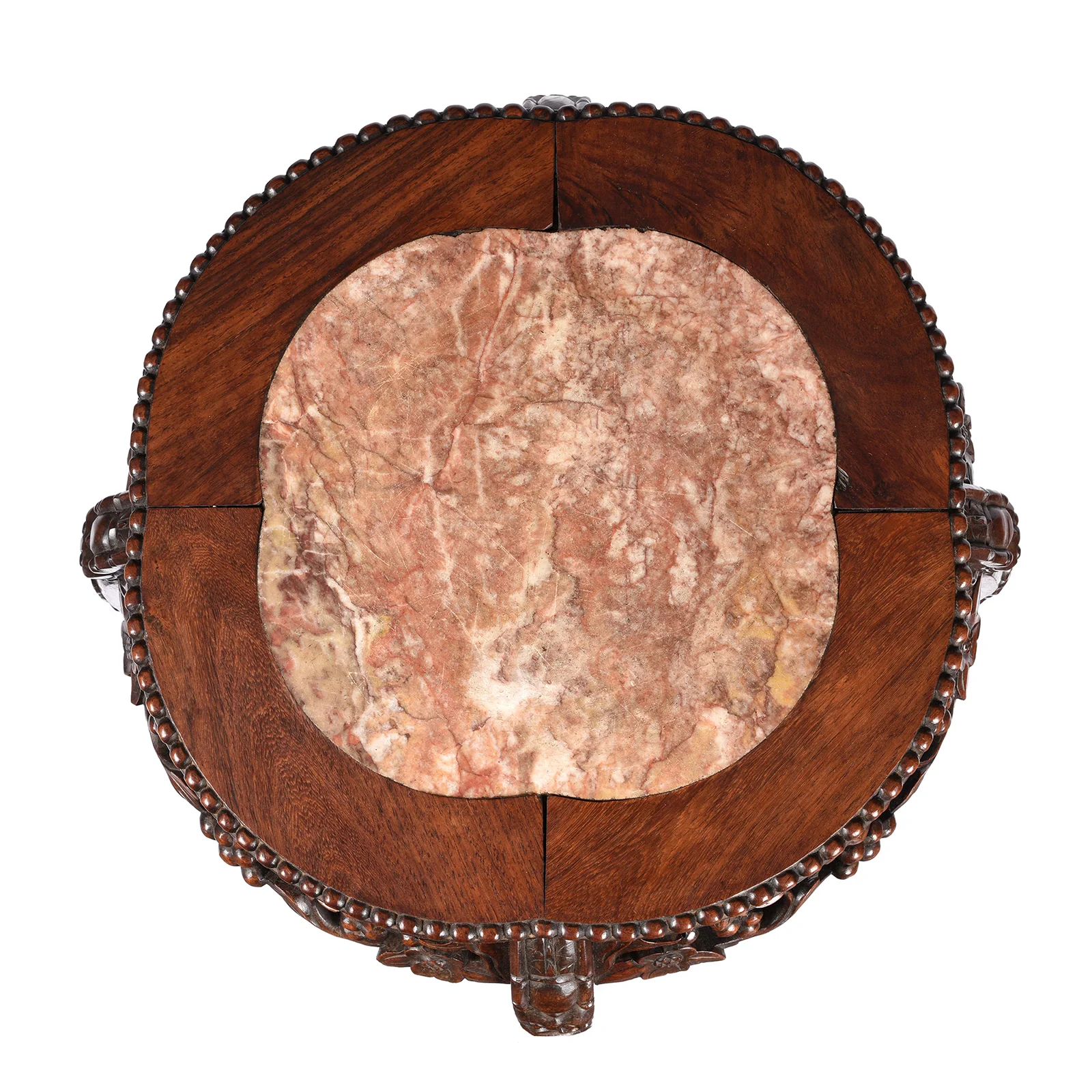 Chinese Hongmu Jardinière Stand With Inset Marble - Late 19th Century - Image 3