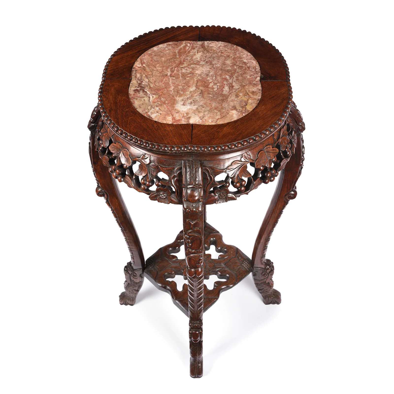 Chinese Hongmu Jardinière Stand With Inset Marble - Late 19th Century - Image 4