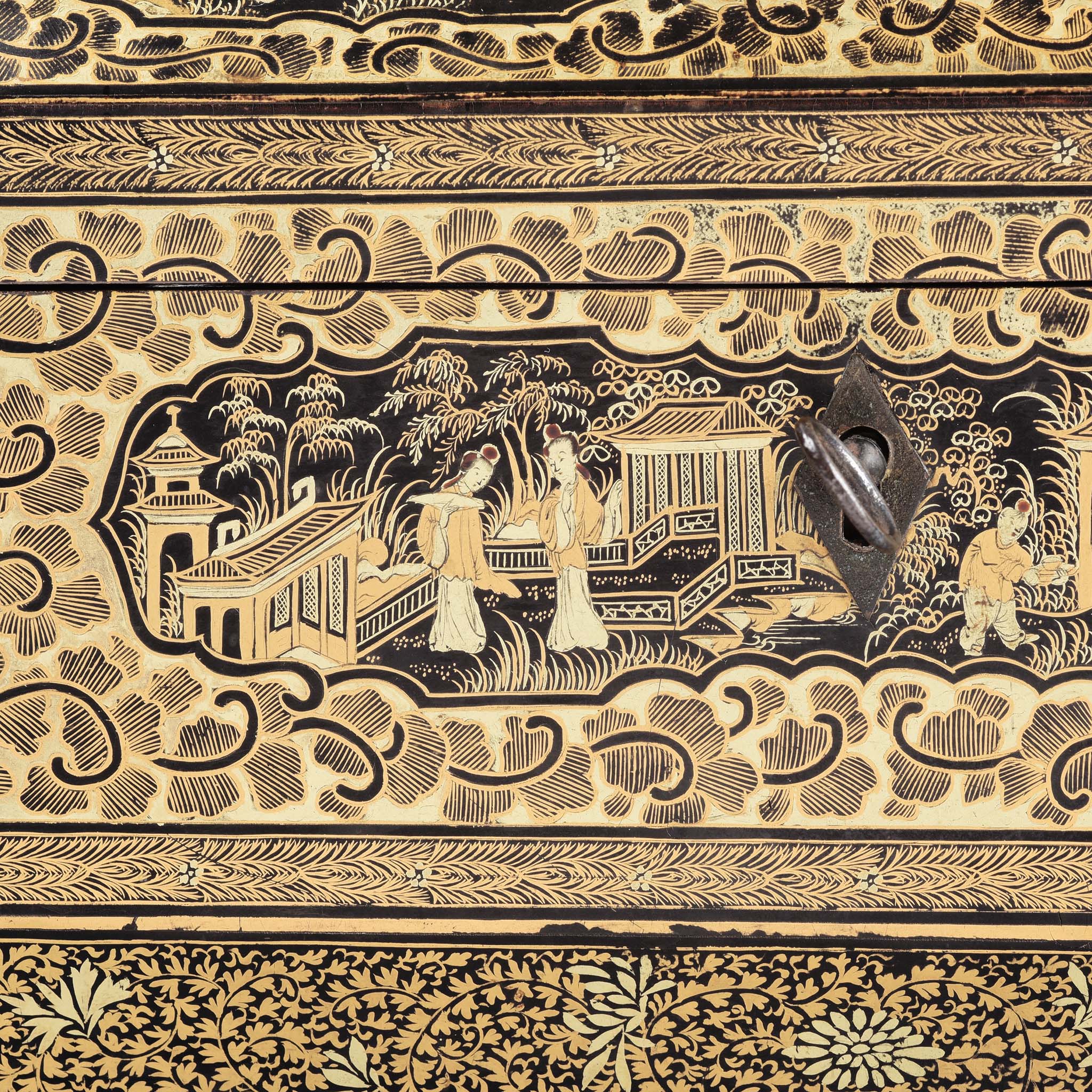 Gilt Black Lacquer Chinese Export Sewing Box - Early 19th Century - Image 14