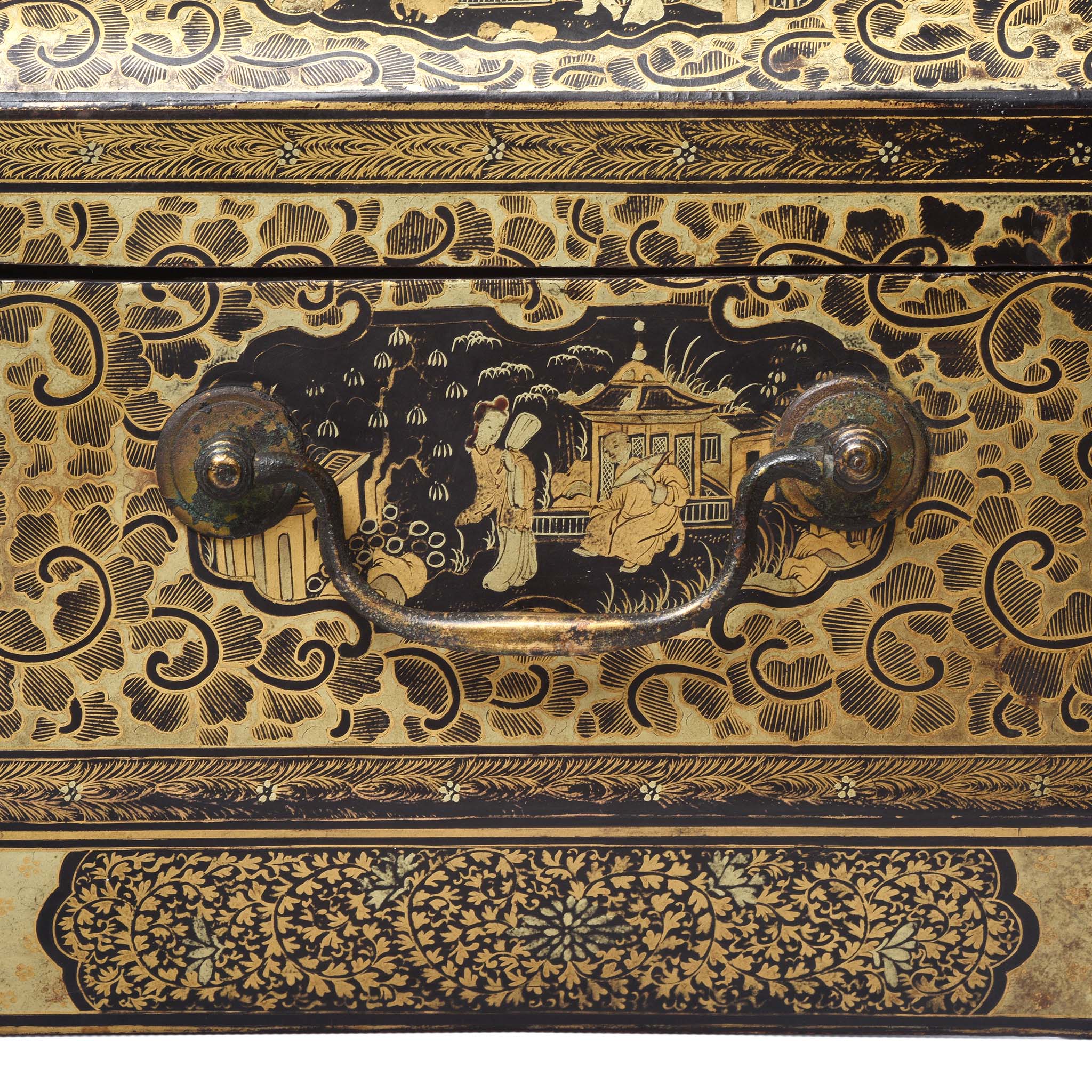 Gilt Black Lacquer Chinese Export Sewing Box - Early 19th Century - Image 17