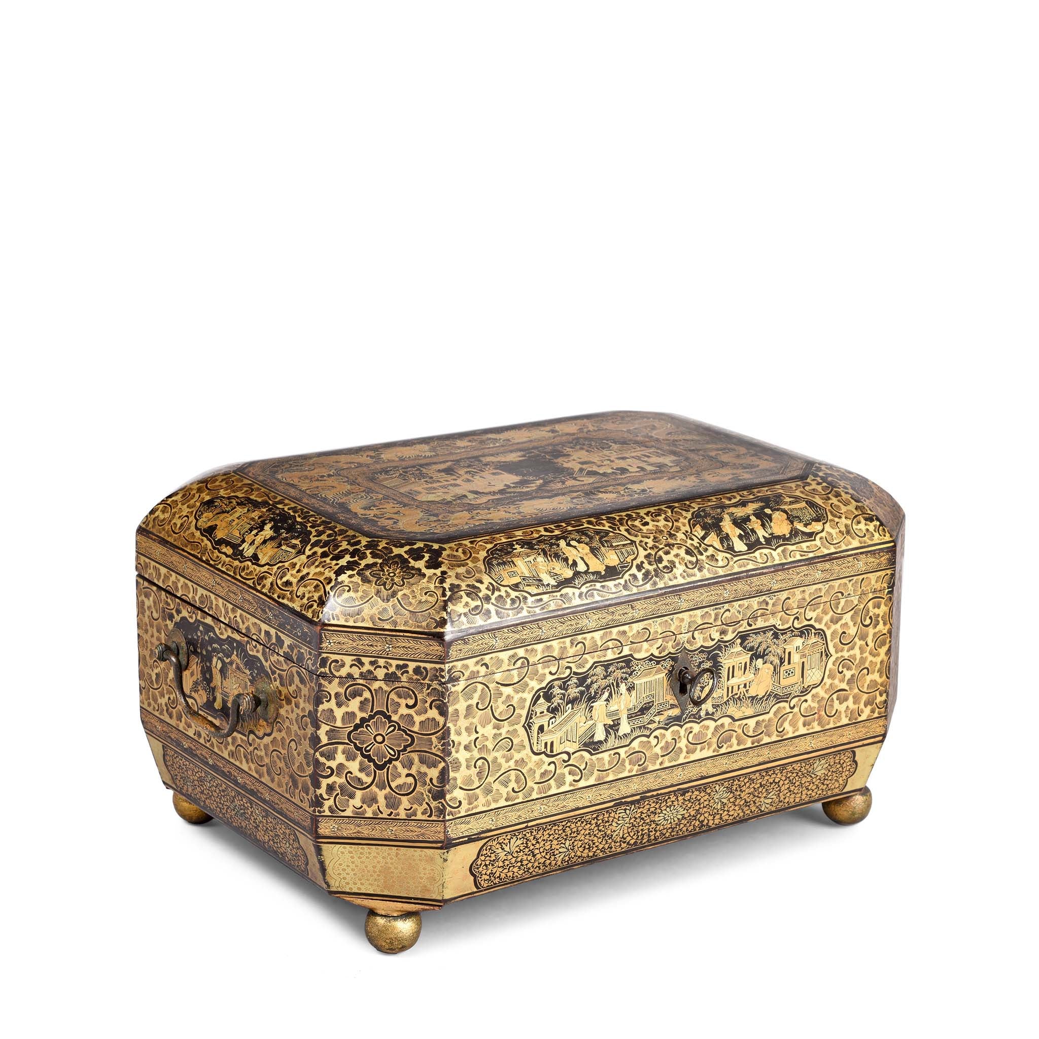 Gilt Black Lacquer Chinese Export Sewing Box - Early 19th Century - Image 3