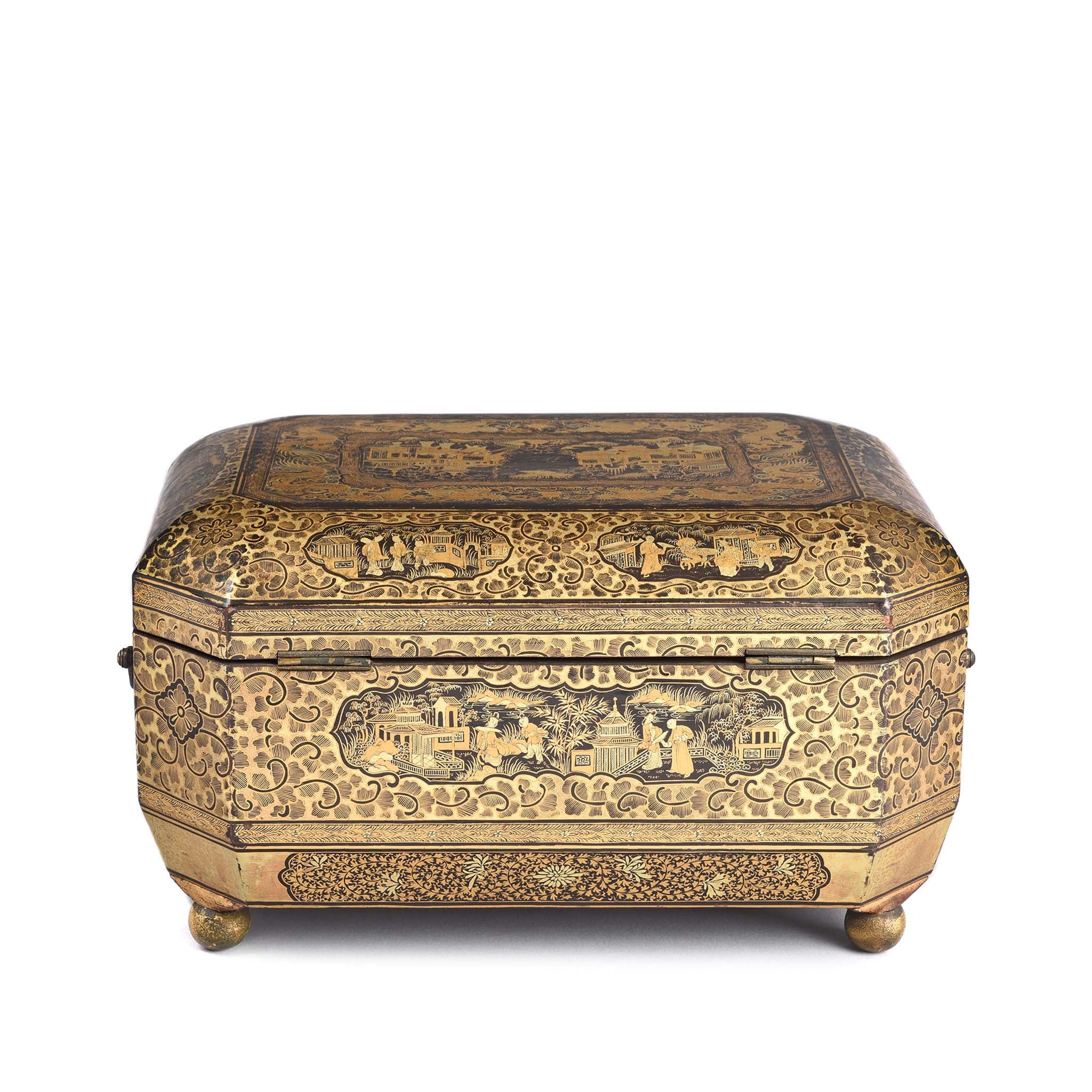 Gilt Black Lacquer Chinese Export Sewing Box - Early 19th Century - Image 4