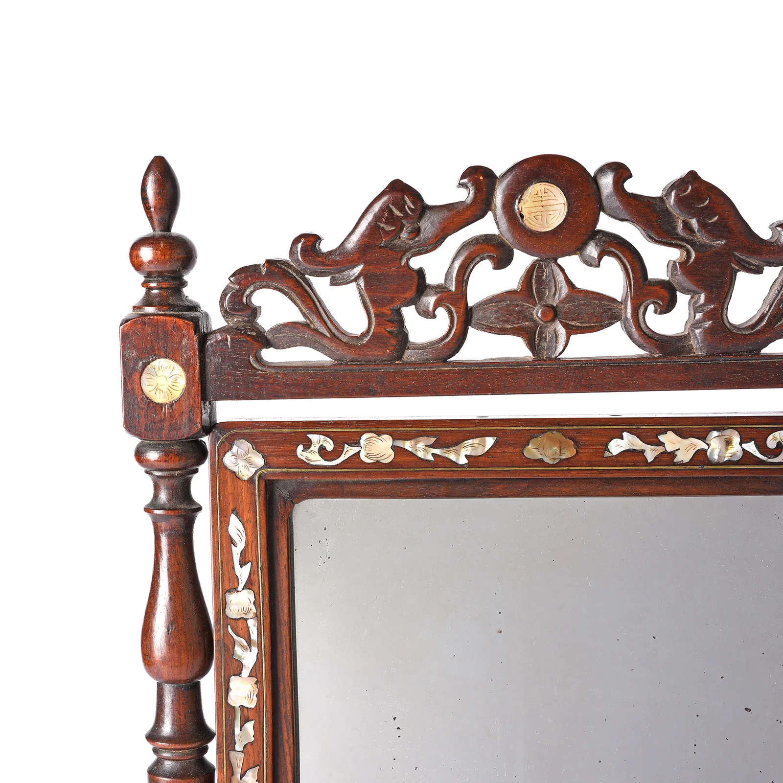 Chinese Mother of Pearl Inlaid Table Mirror - Ca 1890 - Image 3