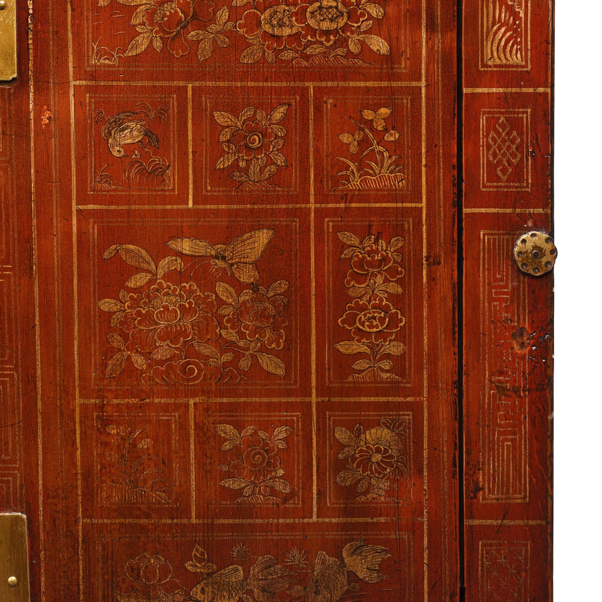 Orange Lacquer Sideboard From Dongbei - Ca 1920 - Image 5