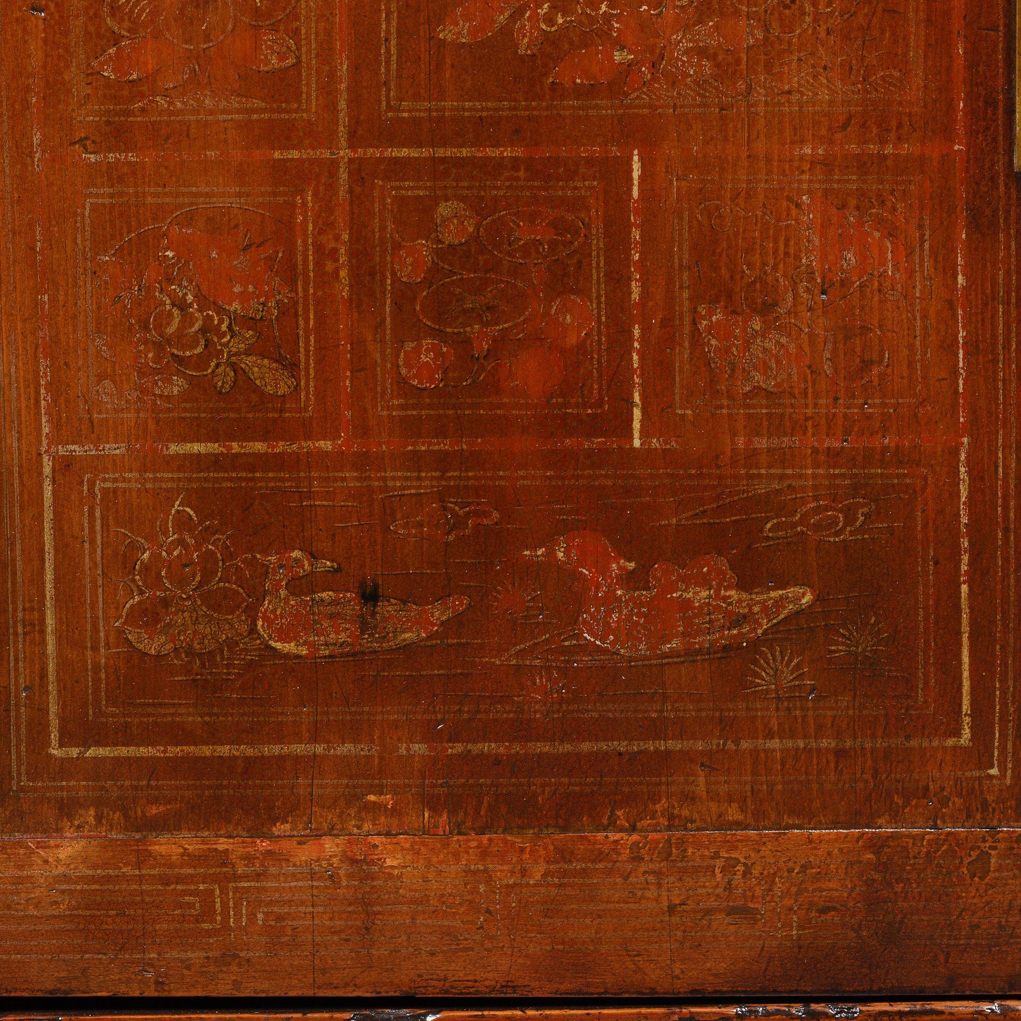 Orange Lacquer Sideboard From Dongbei - Ca 1920 - Image 8