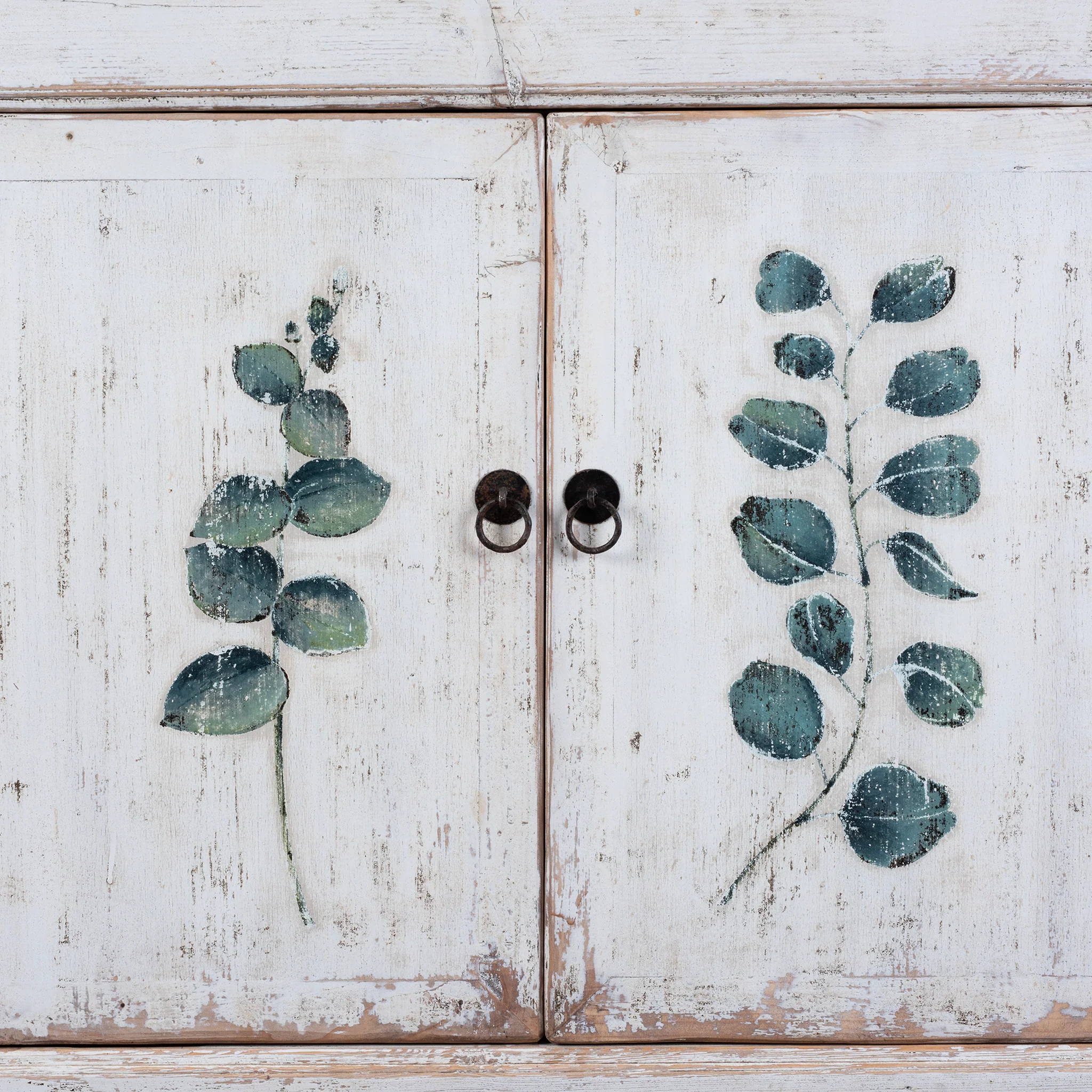 Chinese Painted 2 Door Side Cabinet Made From Reclaimed Pine - Image 4