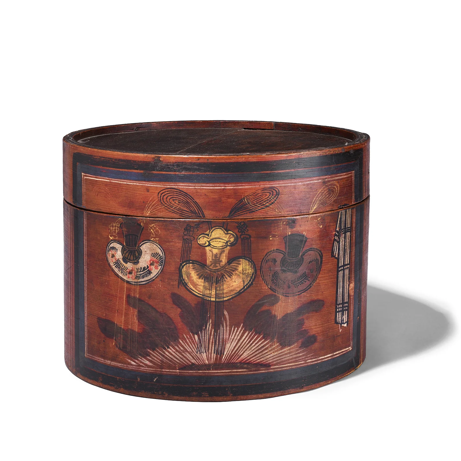 Painted Hat Box From Shanxi Province - 19th Century