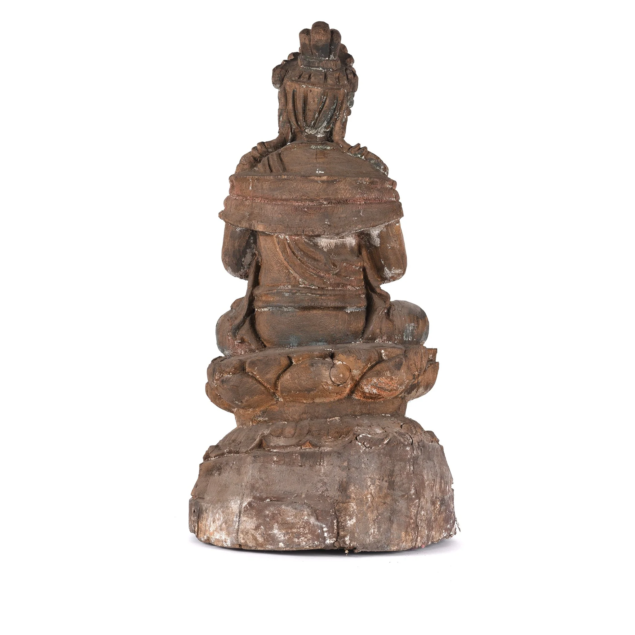 Chinese Painted Wood Seated Guanyin Statue - Image 7