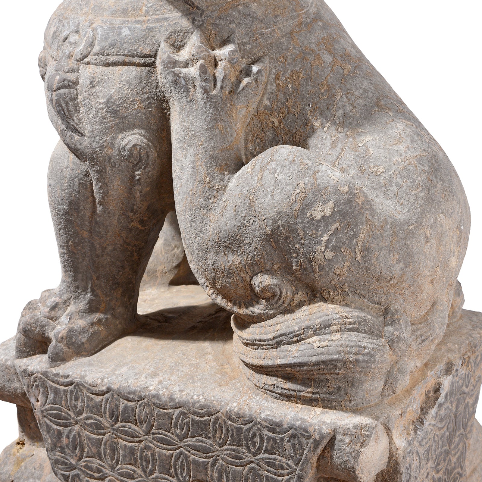 Pair Of Carved Stone Guardian Lions - Image 7