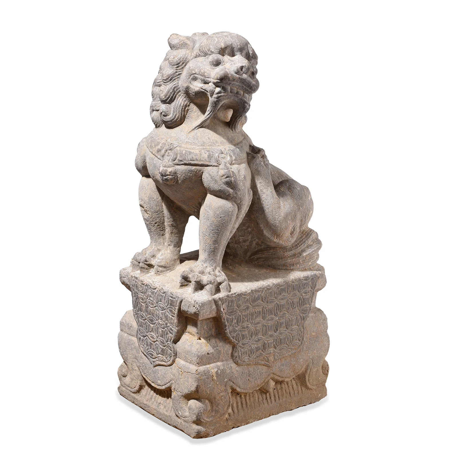 Pair Of Carved Stone Guardian Lions - Image 8