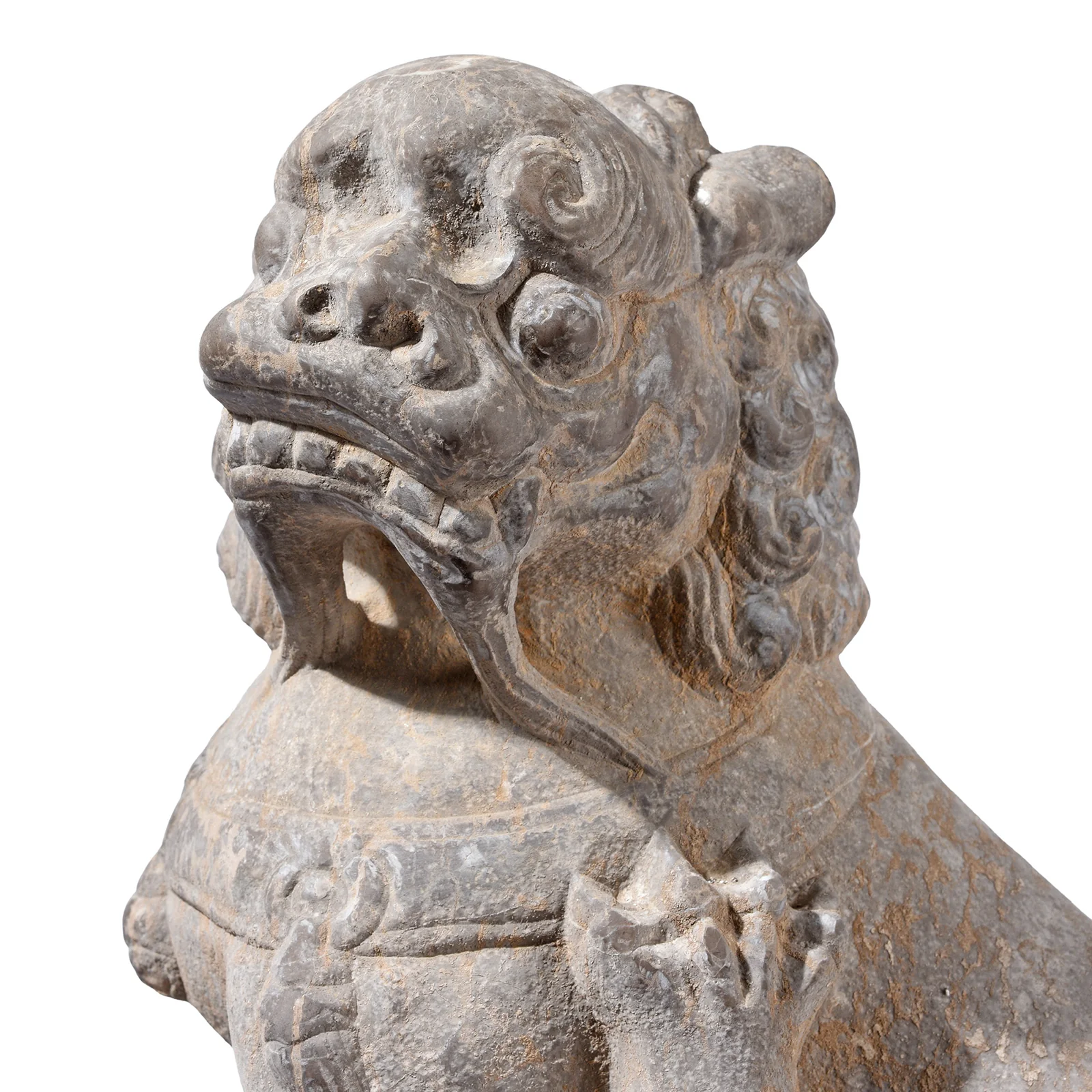 Pair Of Carved Stone Guardian Lions - Image 9