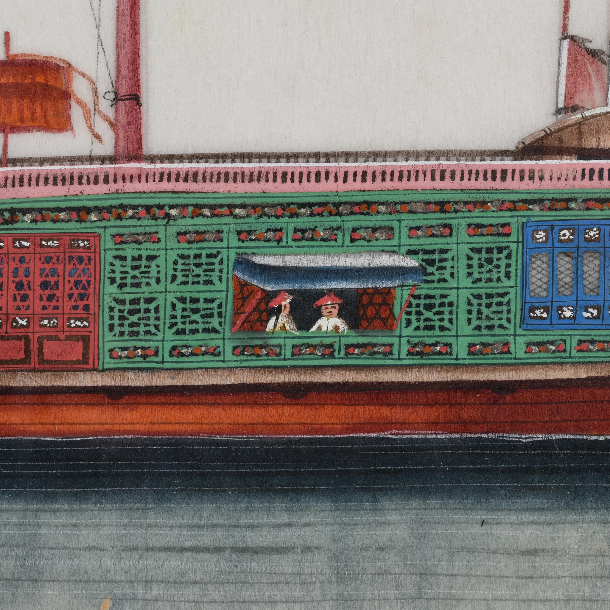 Framed Chinese Pith Painting of a Flower Boat - Late 19thC - Image 3