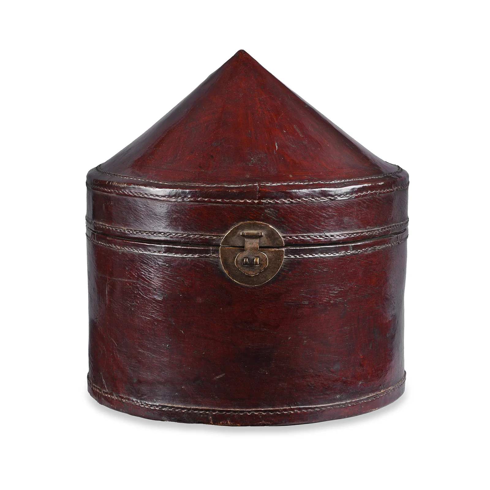 Pointed Leather Hat Box From Shanghai - 19th Century - Image 2