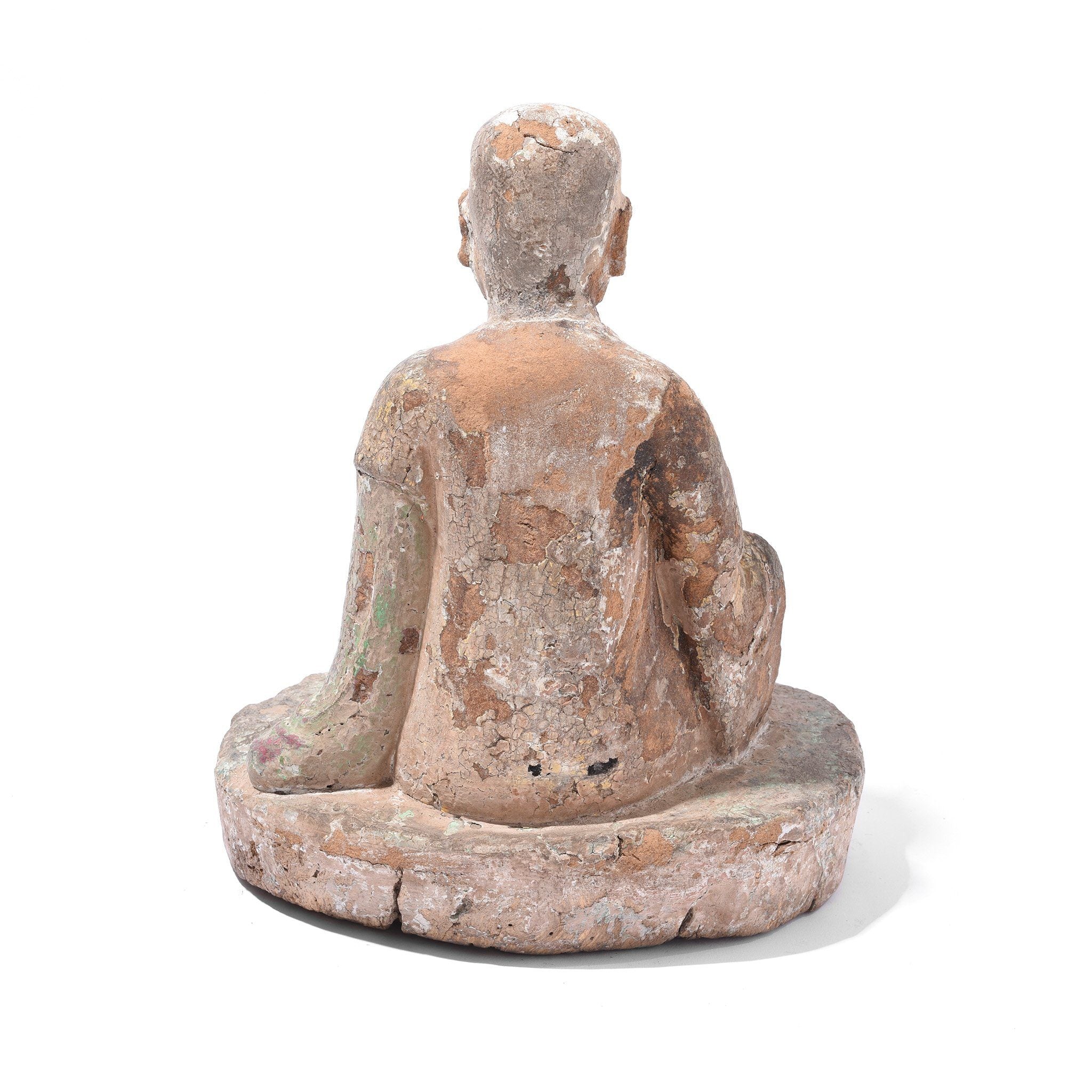 Chinese Polychrome Wood Figure of a Lohan (Monk) - 18thC - Image 3