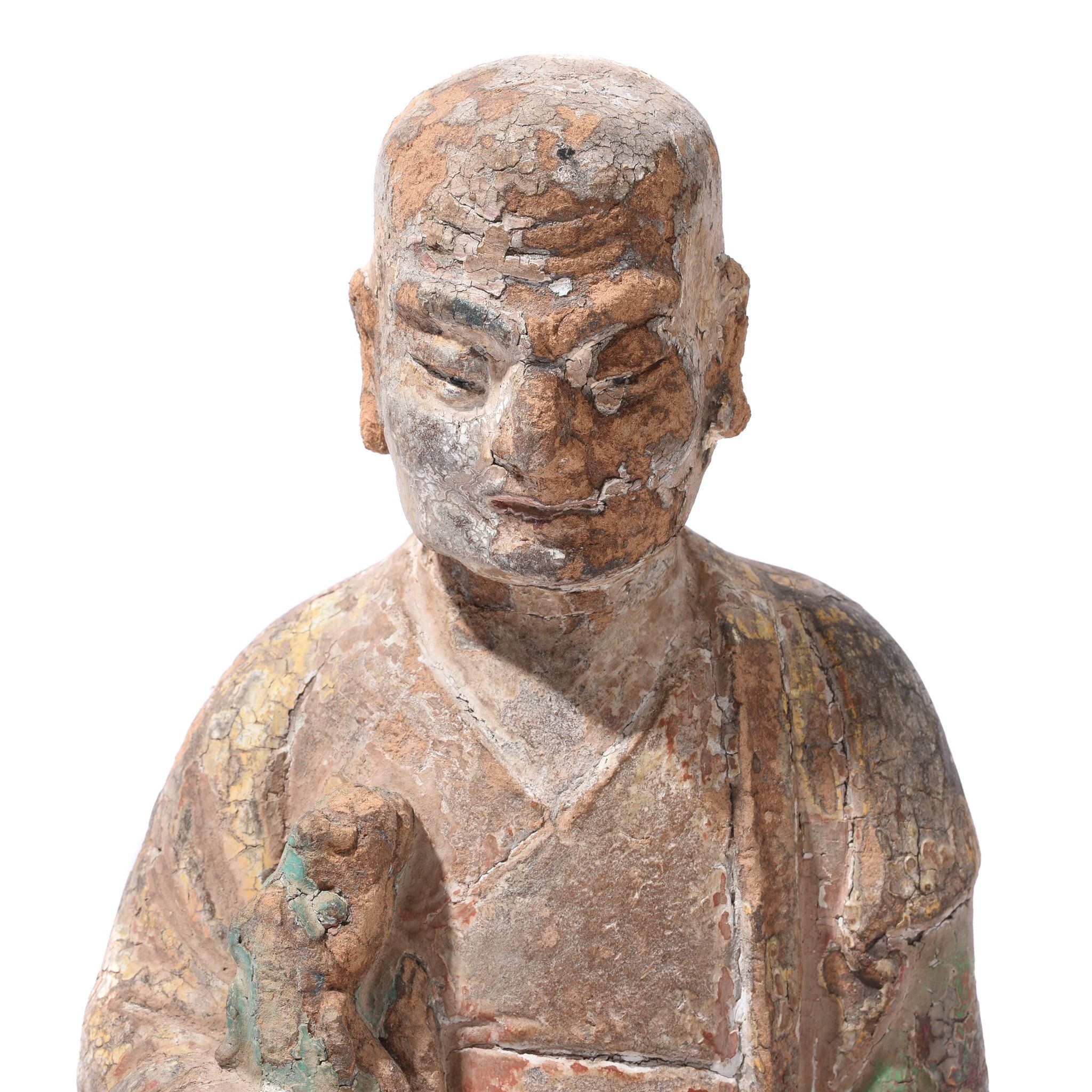 Chinese Polychrome Wood Figure of a Lohan (Monk) - 18thC - Image 4